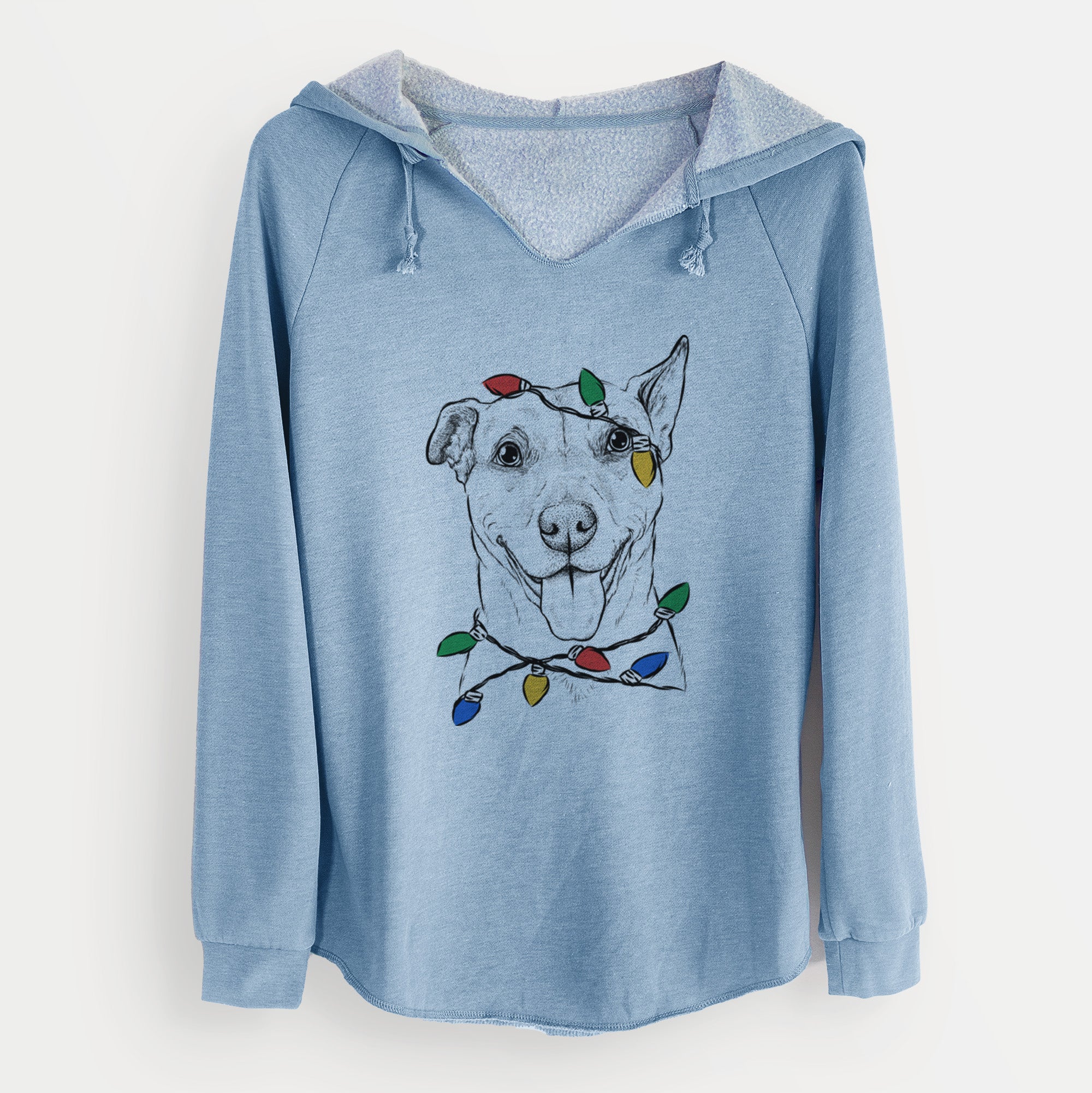 Christmas Lights Annie Belle the Pitbull Mix - Cali Wave Hooded Sweatshirt