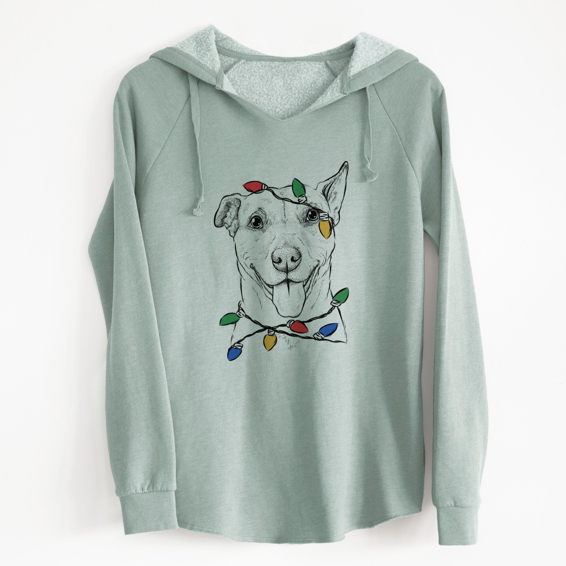 Christmas Lights Annie Belle the Pitbull Mix - Cali Wave Hooded Sweatshirt