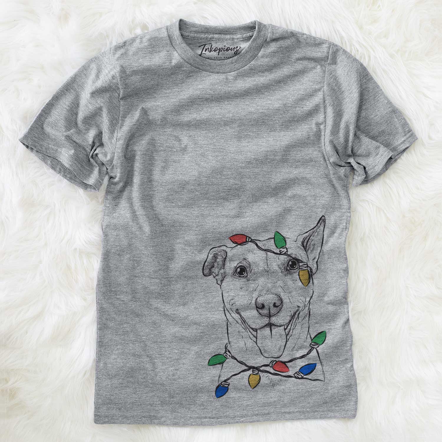 Christmas Lights Annie Belle the Pitbull Mix - Unisex Crewneck