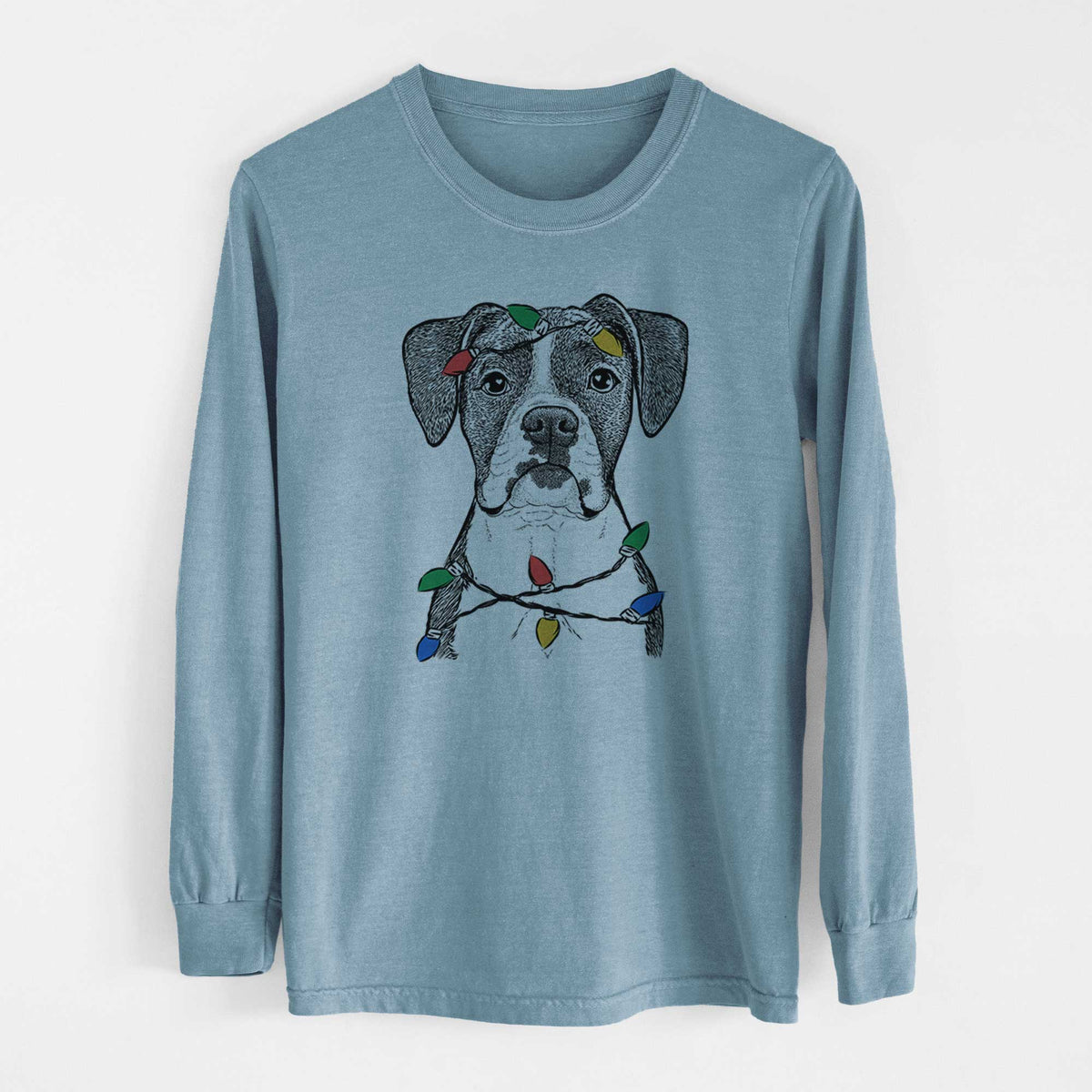 Christmas Lights Annie the Boxer - Heavyweight 100% Cotton Long Sleeve