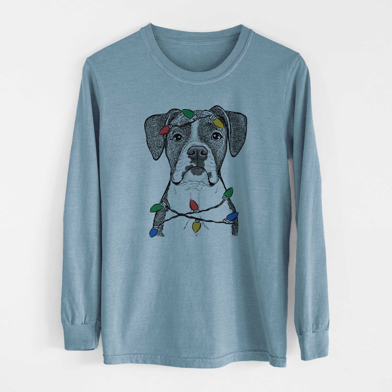 Christmas Lights Annie the Boxer - Heavyweight 100% Cotton Long Sleeve