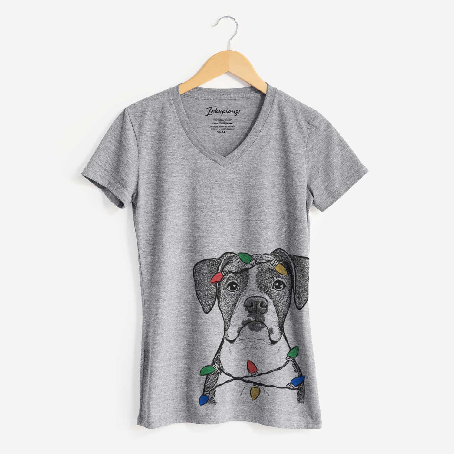 Christmas Lights Annie the Boxer - Women's V-neck Shirt