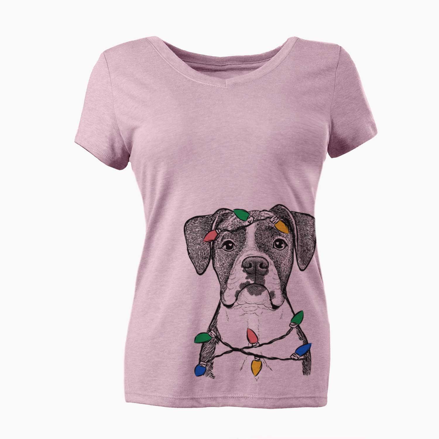 Christmas Lights Annie the Boxer - Women's V-neck Shirt