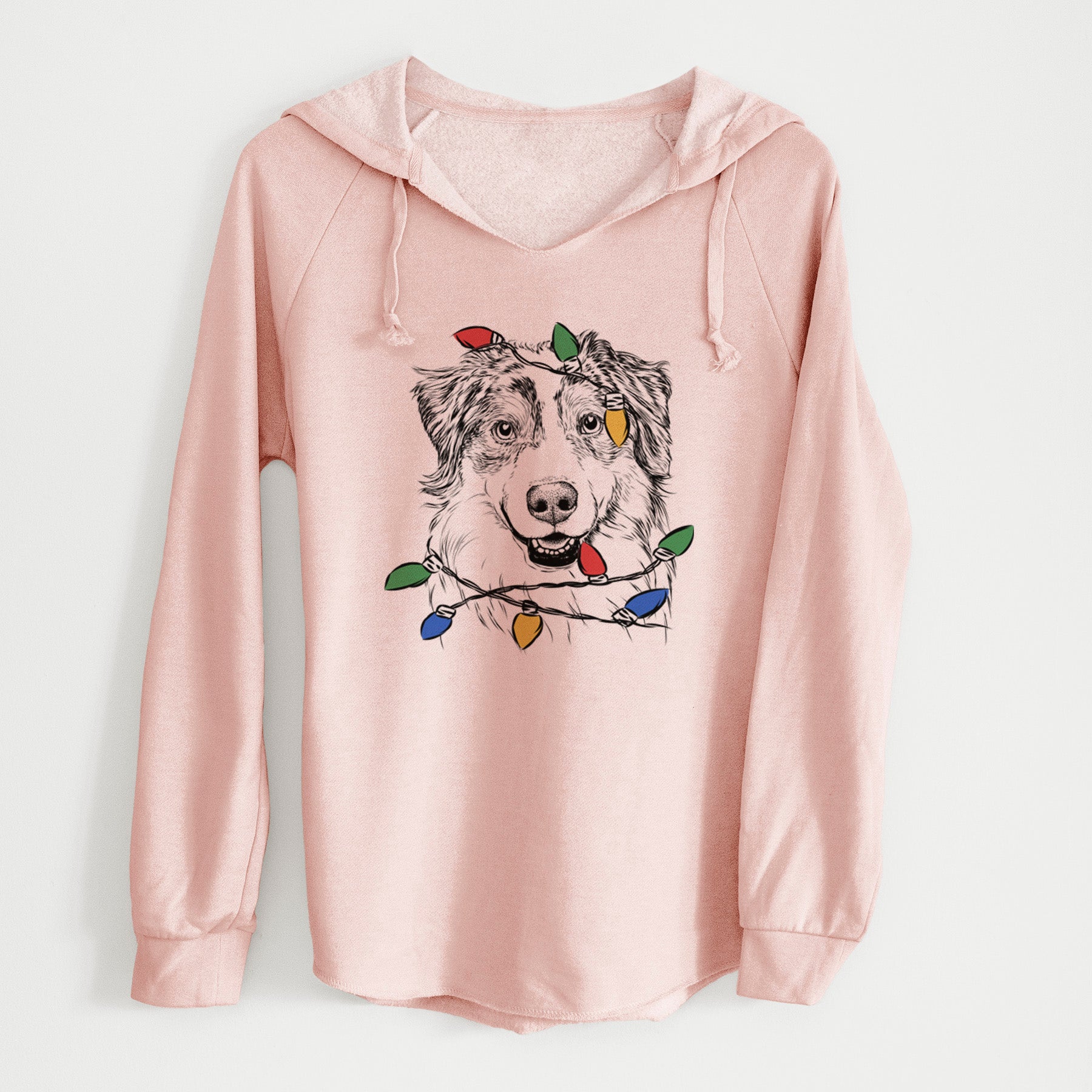 Christmas Lights Aonghus the Australian Shepherd - Cali Wave Hooded Sweatshirt