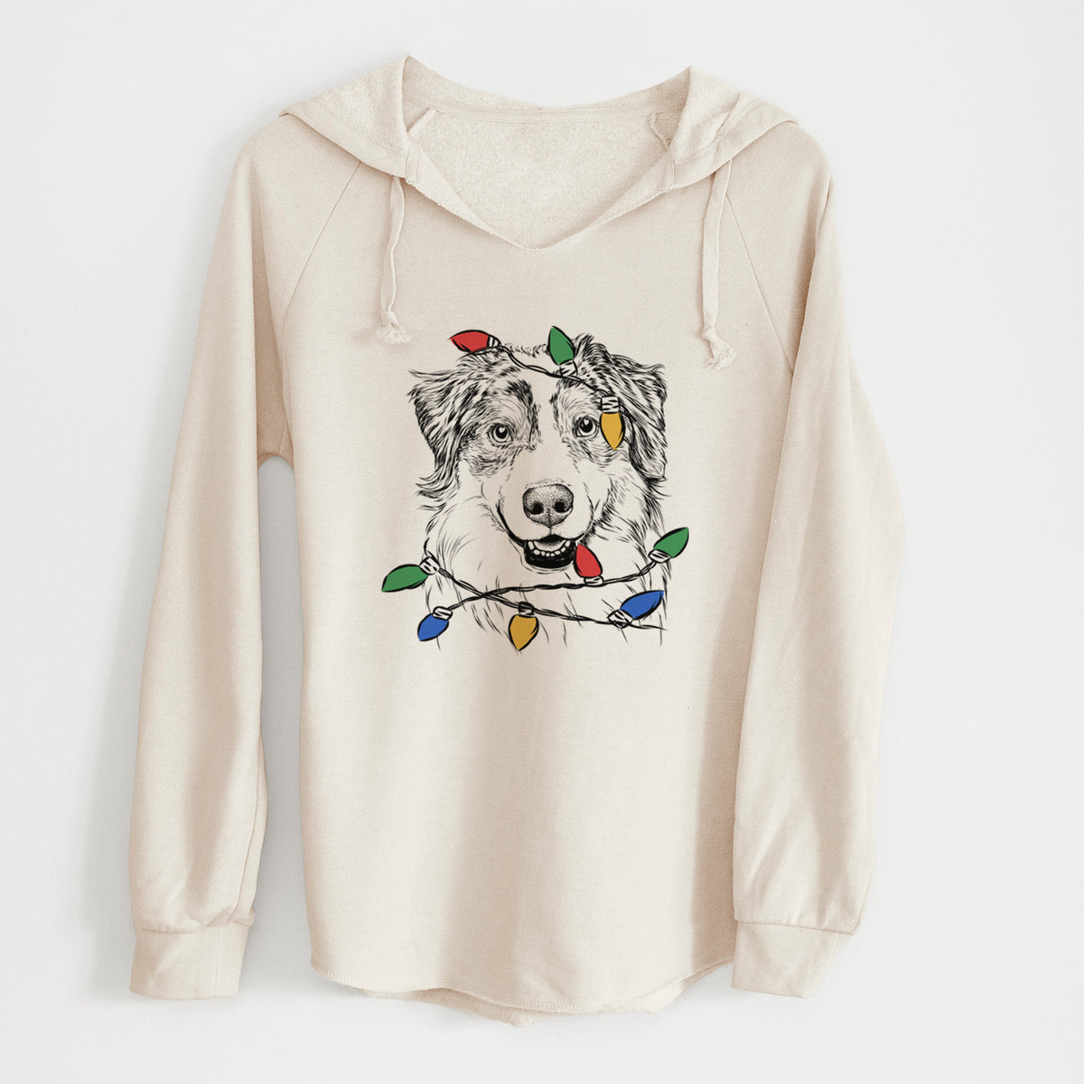 Christmas Lights Aonghus the Australian Shepherd - Cali Wave Hooded Sweatshirt