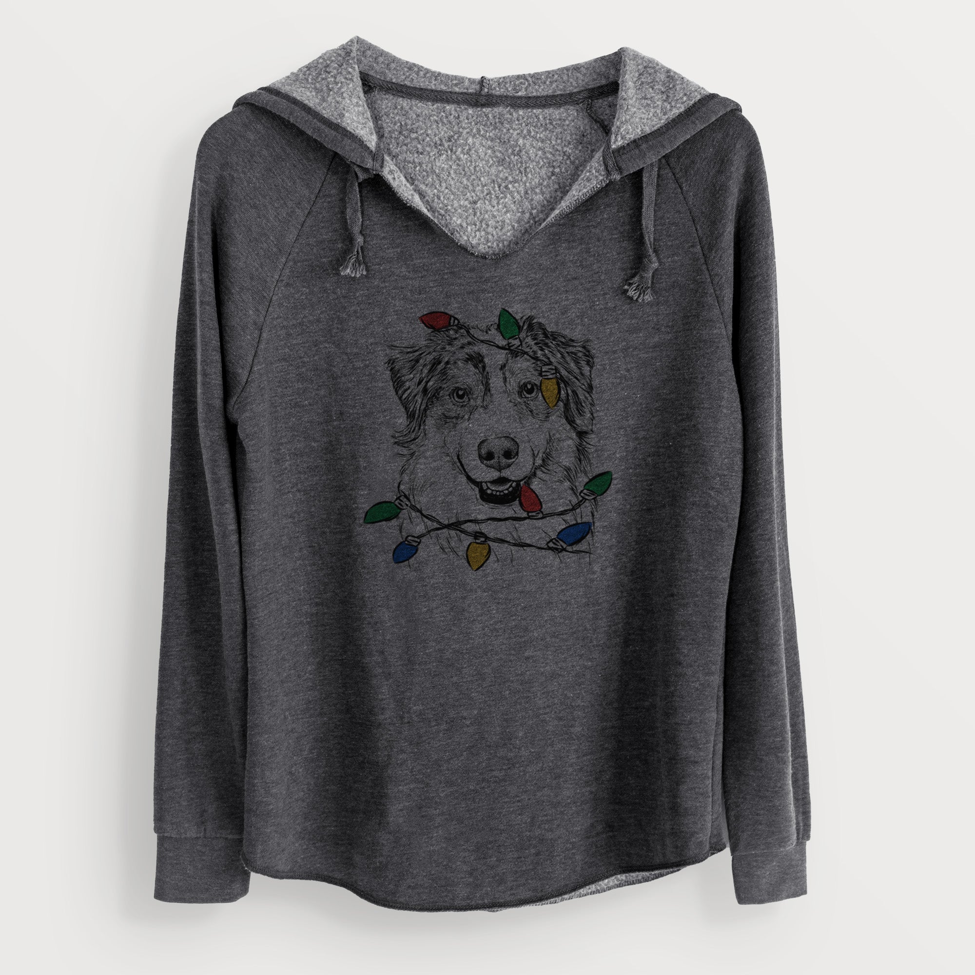 Christmas Lights Aonghus the Australian Shepherd - Cali Wave Hooded Sweatshirt