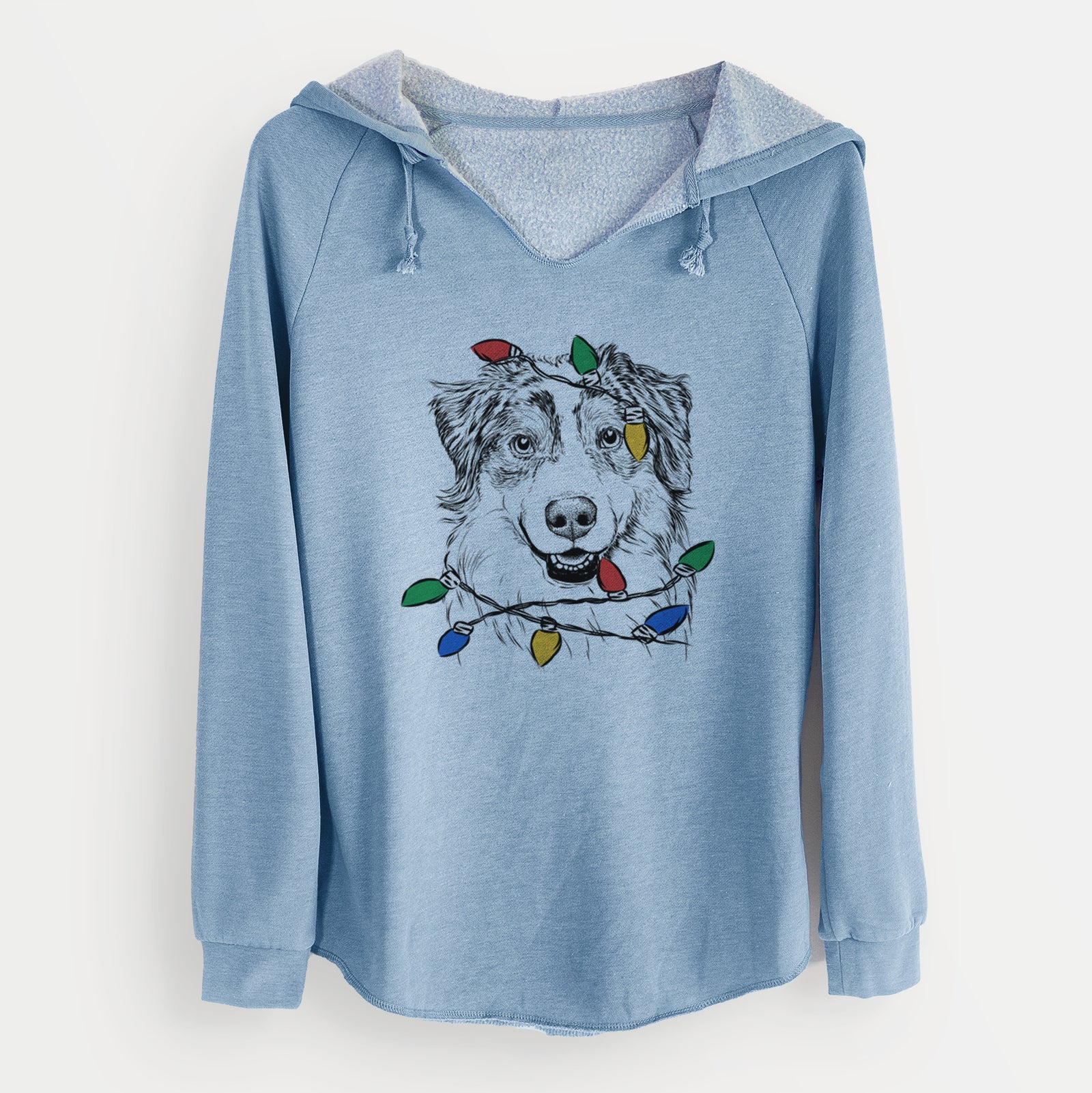 Christmas Lights Aonghus the Australian Shepherd - Cali Wave Hooded Sweatshirt