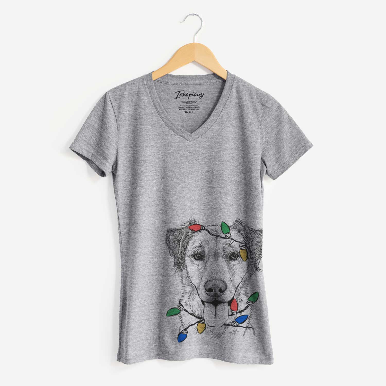 Christmas Lights Apollo the Mixed Breed - Women's V-neck Shirt