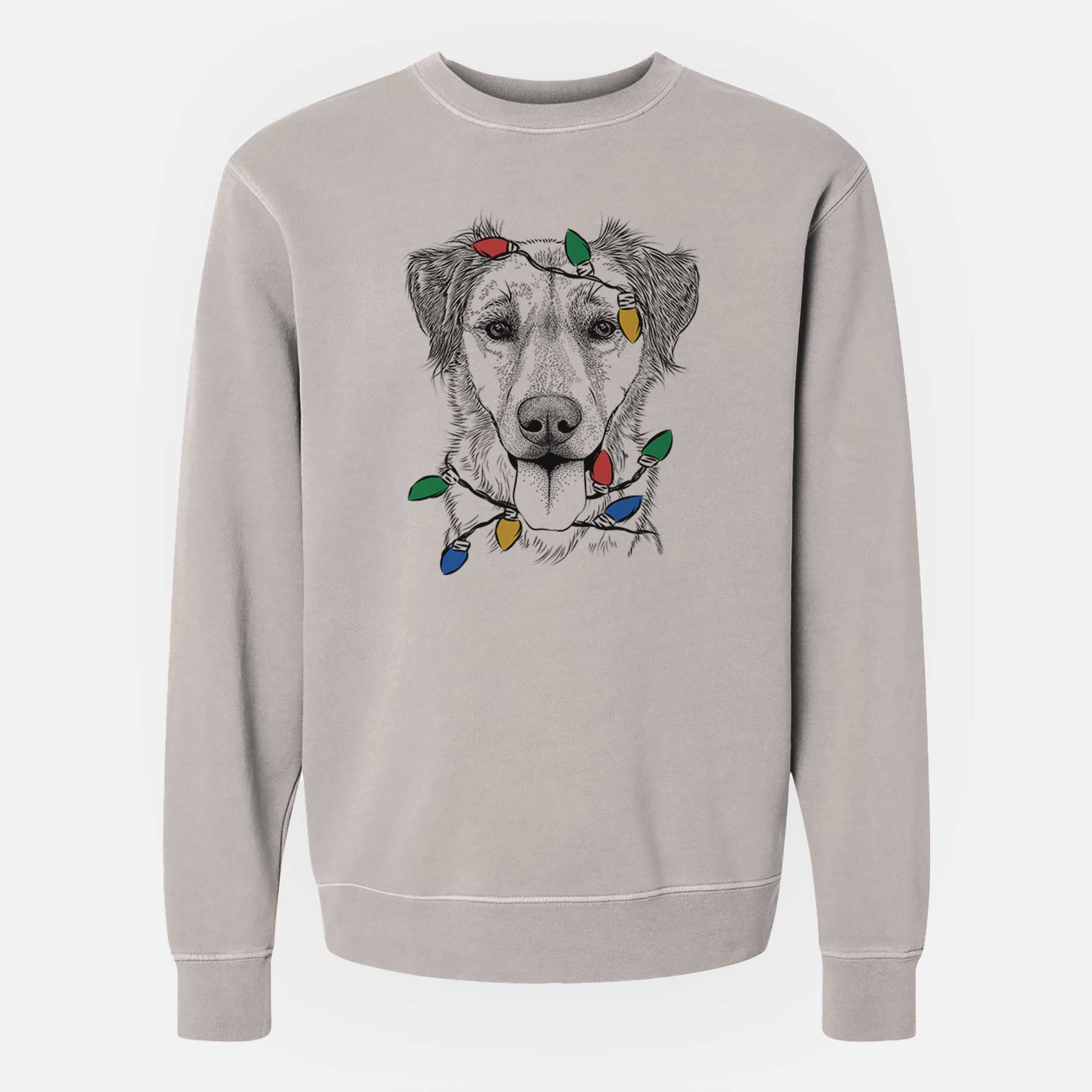 Christmas Lights Apollo the Mixed Breed - Unisex Pigment Dyed Crew Sweatshirt