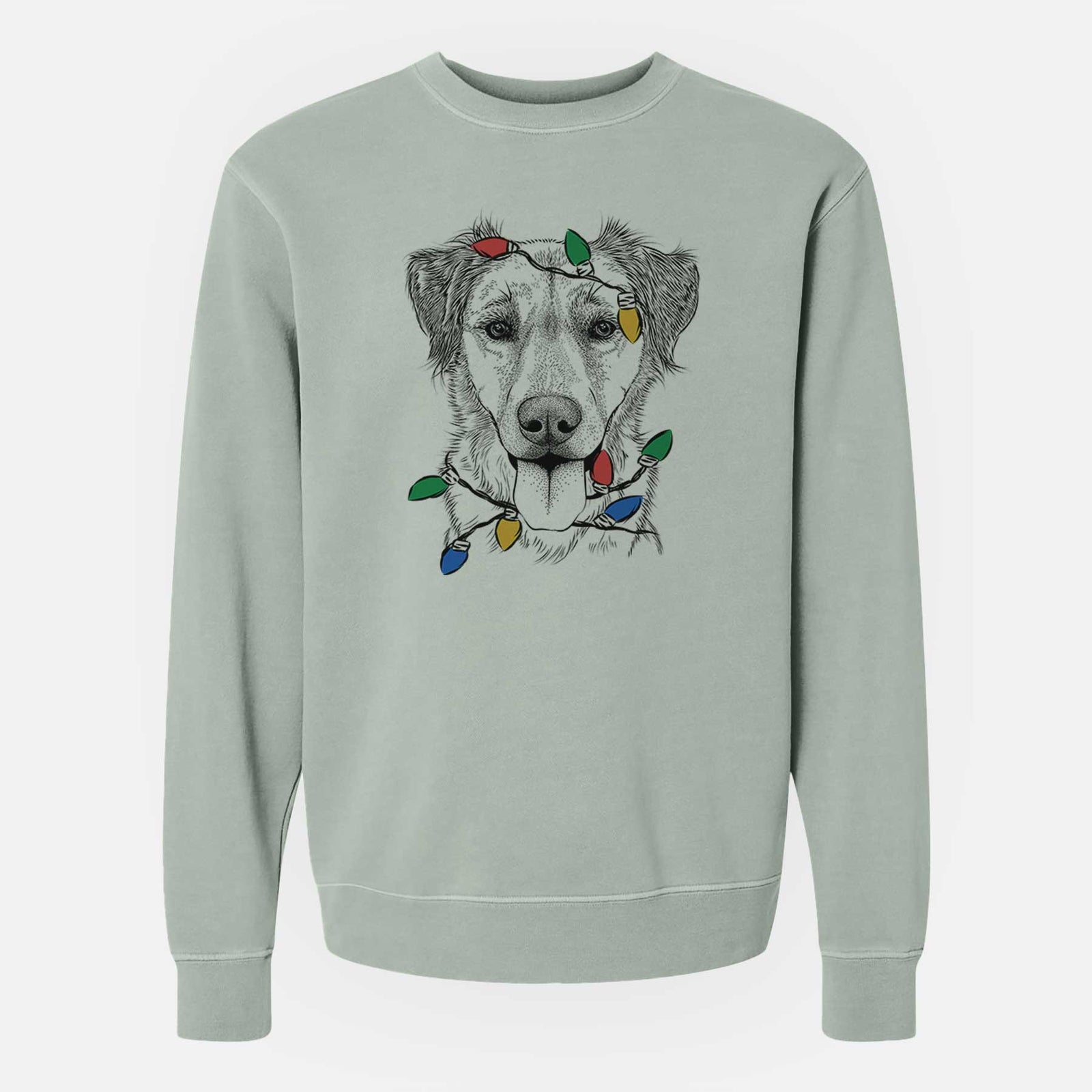 Christmas Lights Apollo the Mixed Breed - Unisex Pigment Dyed Crew Sweatshirt