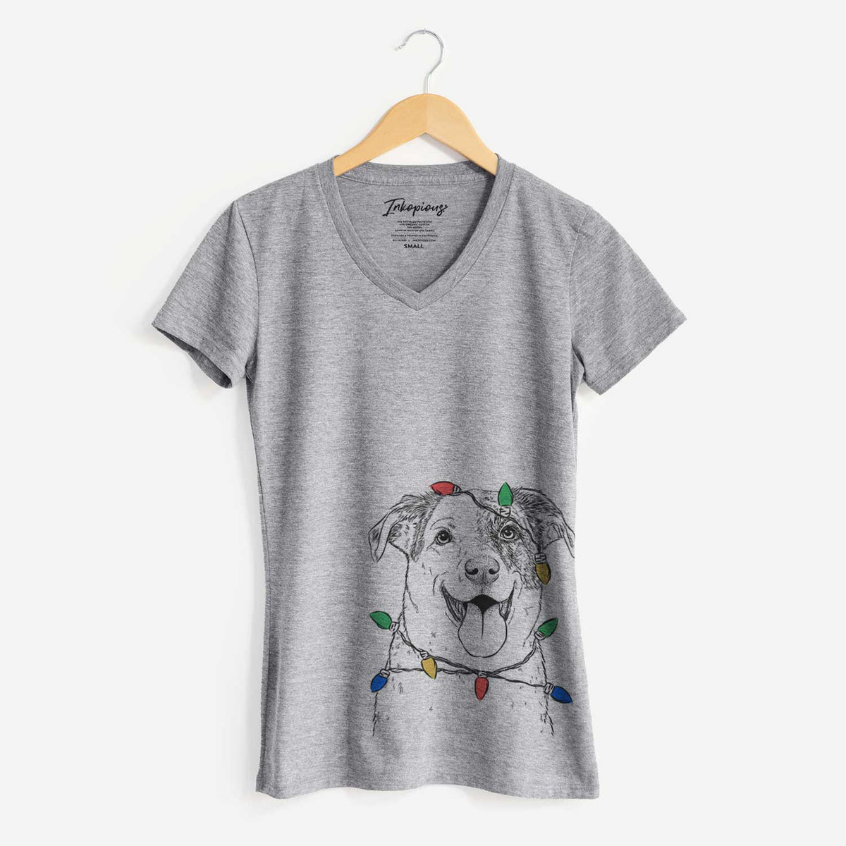 Christmas Lights Archer the Shepherd Mix - Women's V-neck Shirt