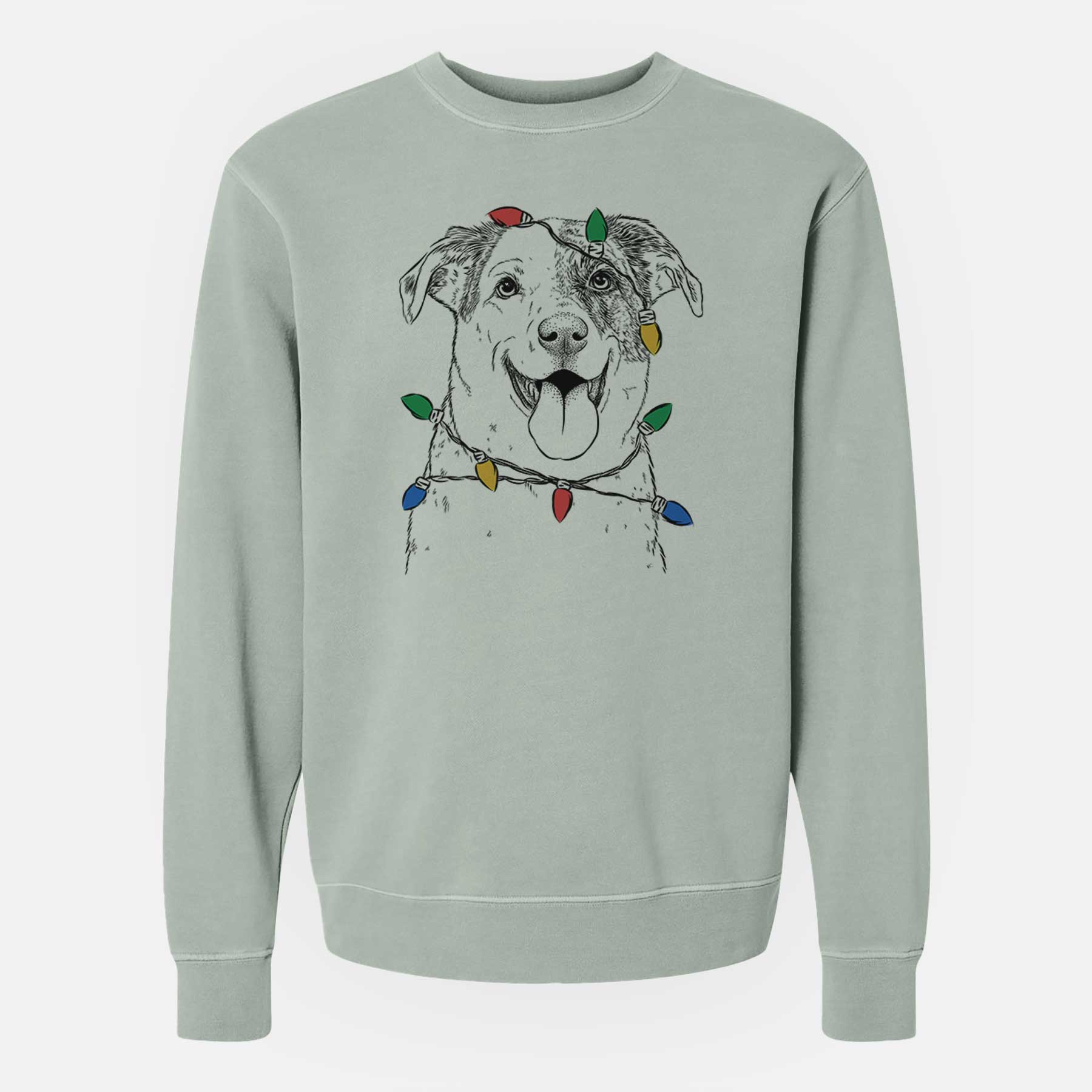 Christmas Lights Archer the Shepherd Mix - Unisex Pigment Dyed Crew Sweatshirt