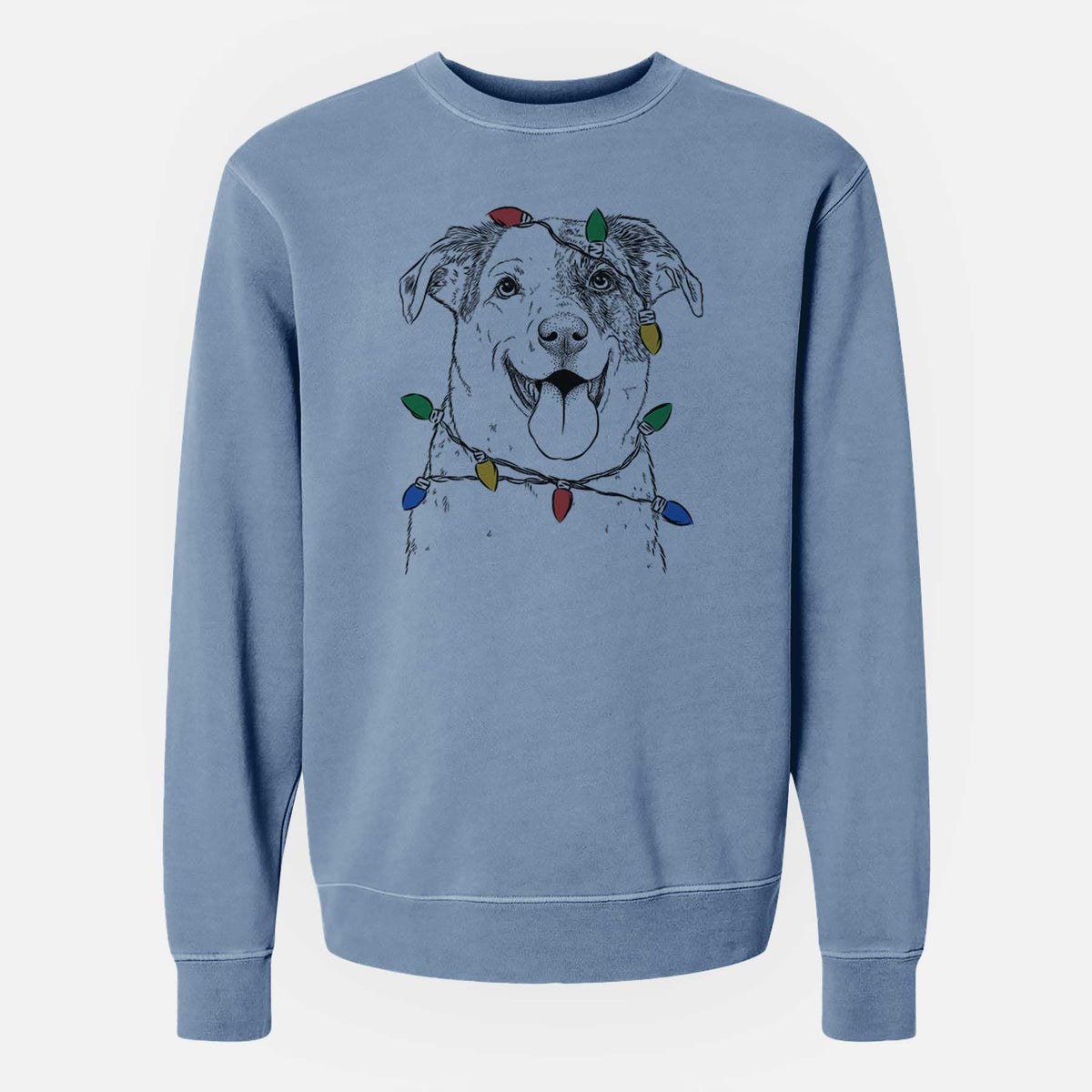 Christmas Lights Archer the Shepherd Mix - Unisex Pigment Dyed Crew Sweatshirt