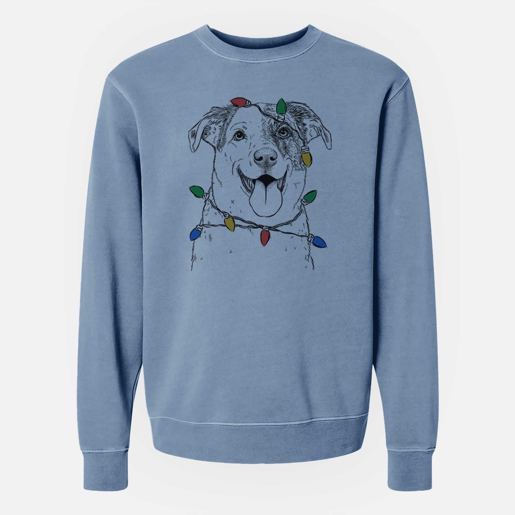 Christmas Lights Archer the Shepherd Mix - Unisex Pigment Dyed Crew Sweatshirt