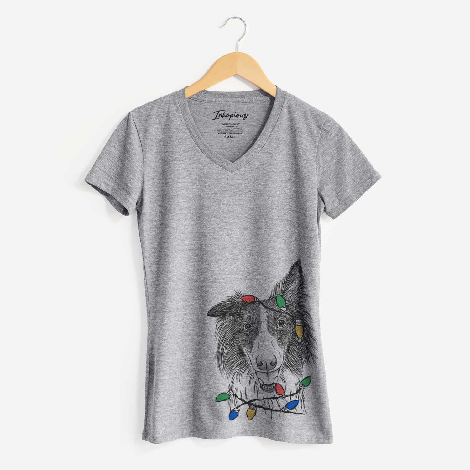 Christmas Lights Archie the Silken Windhound - Women's V-neck Shirt