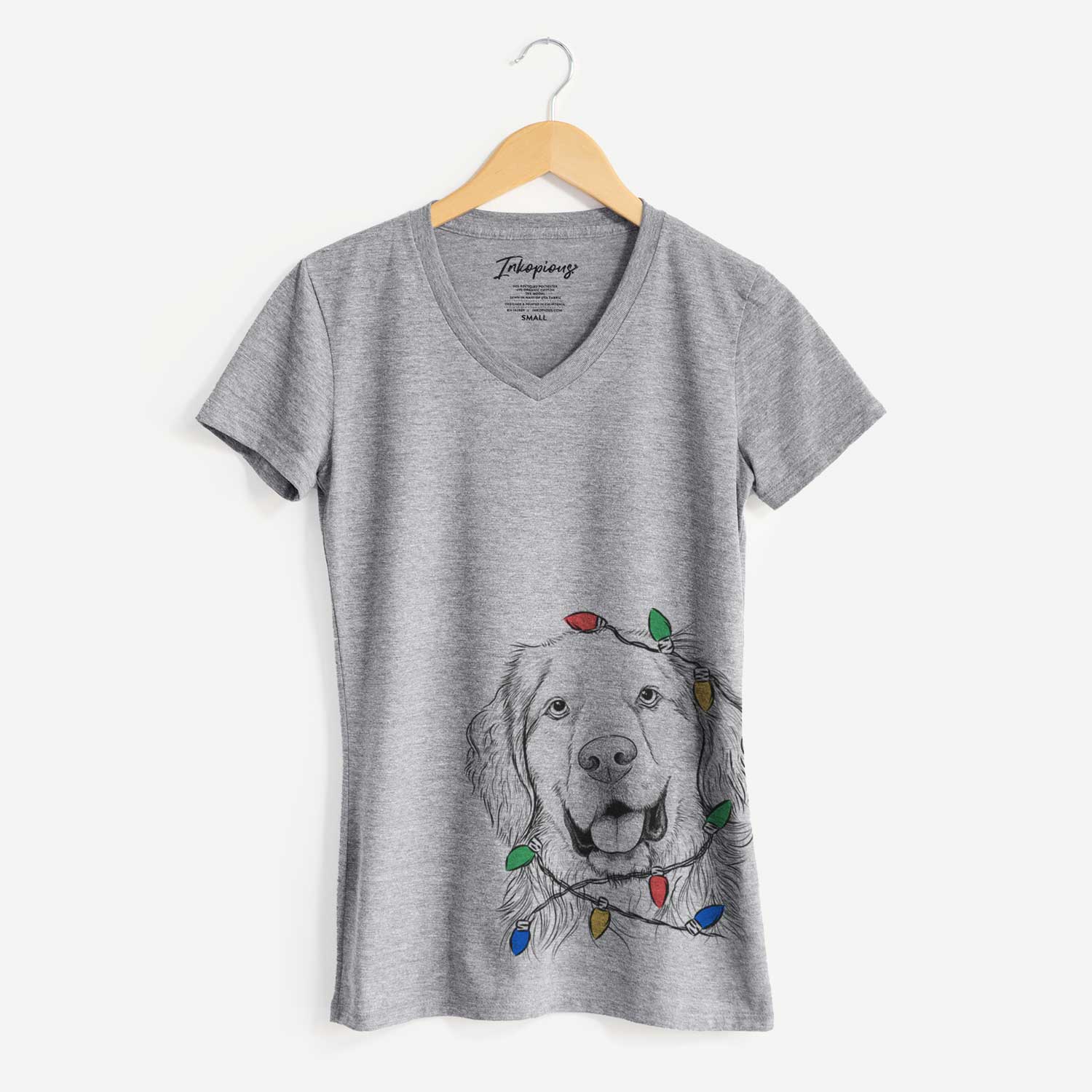 Christmas Lights Archie Benjamin the Mixed Breed - Women's V-neck Shirt