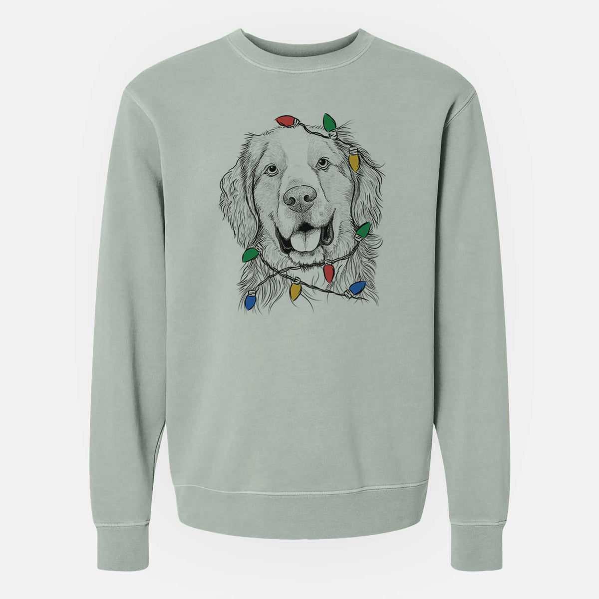 Christmas Lights Archie Benjamin the Mixed Breed - Unisex Pigment Dyed Crew Sweatshirt