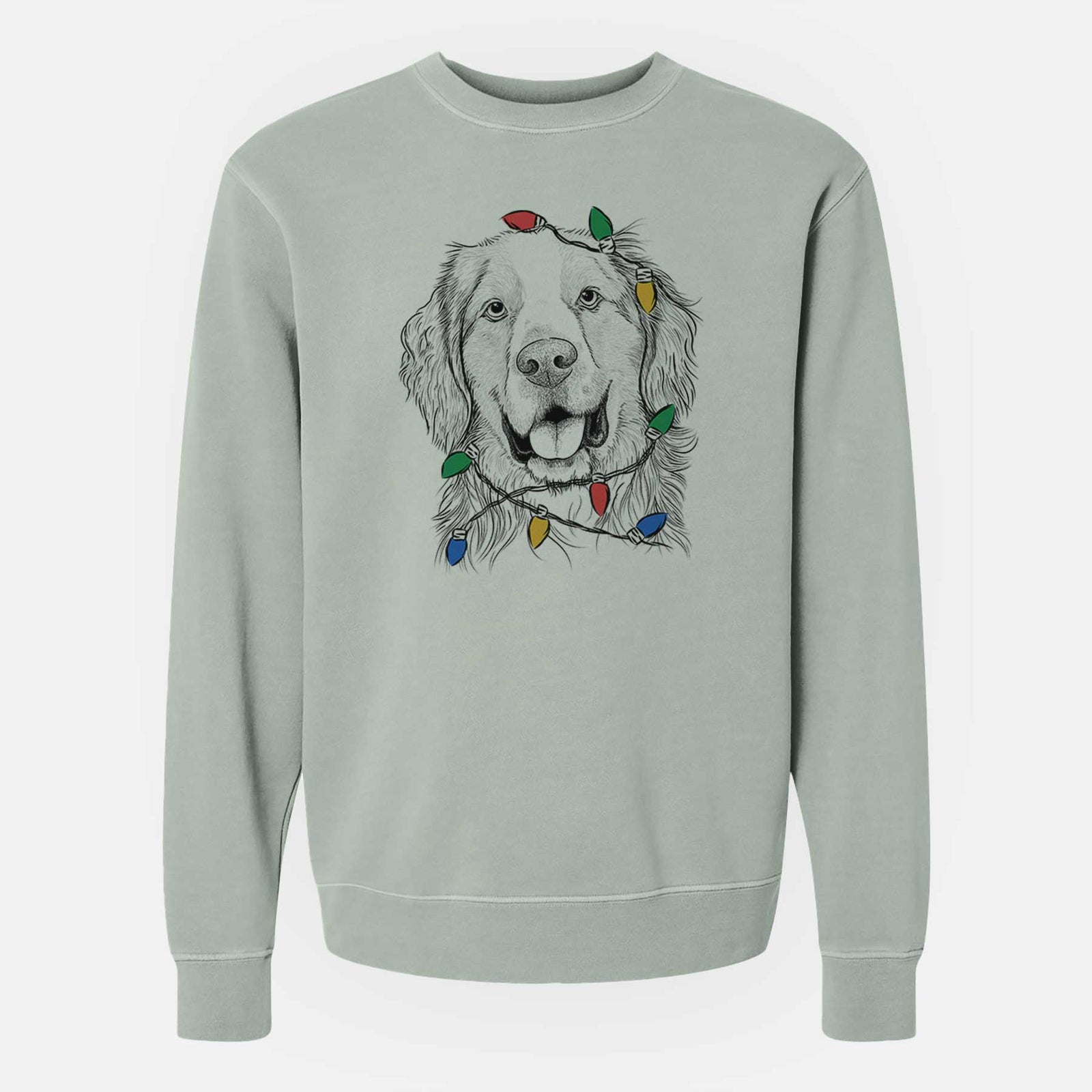 Christmas Lights Archie Benjamin the Mixed Breed - Unisex Pigment Dyed Crew Sweatshirt