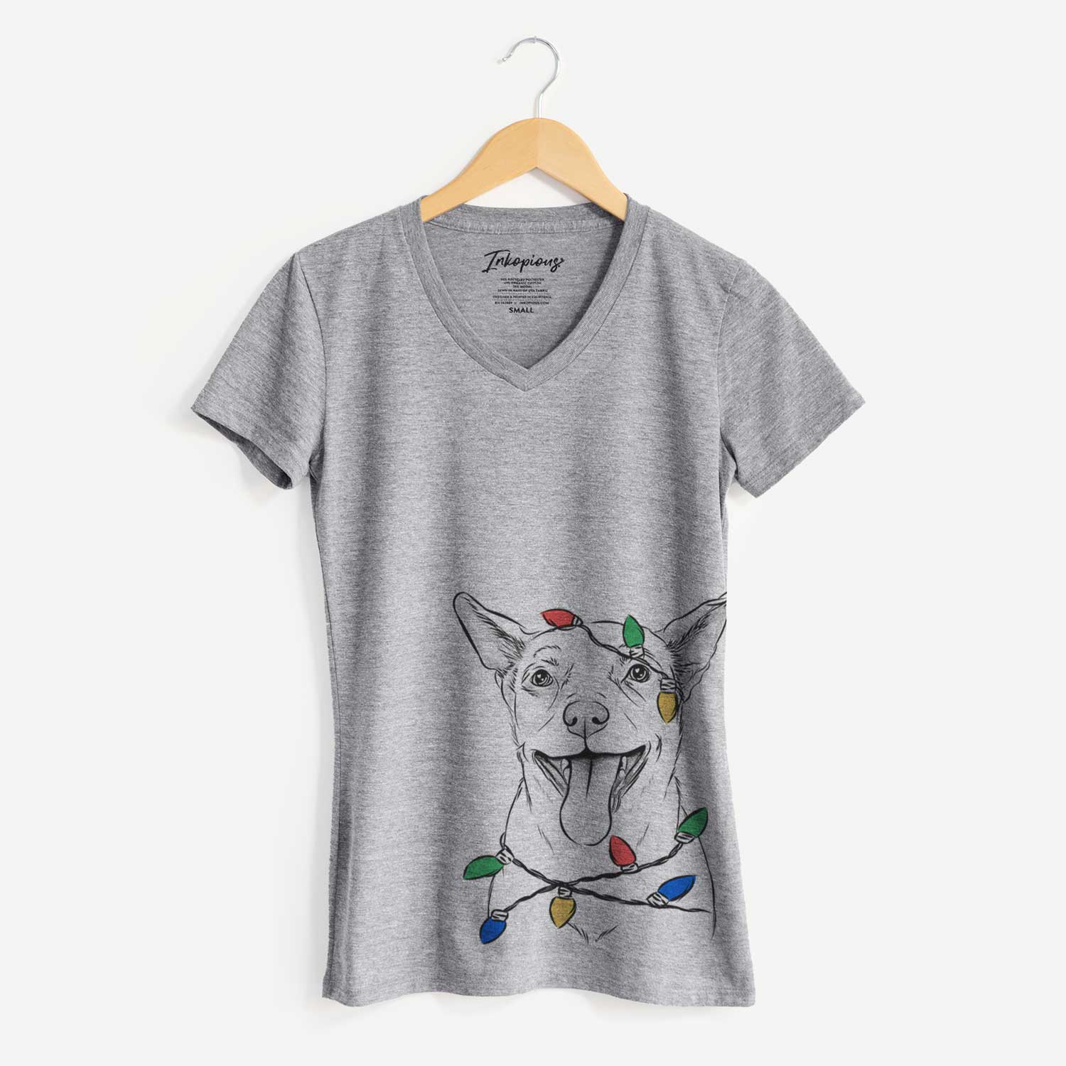 Christmas Lights Archie the Chihuahua Mix - Women's V-neck Shirt