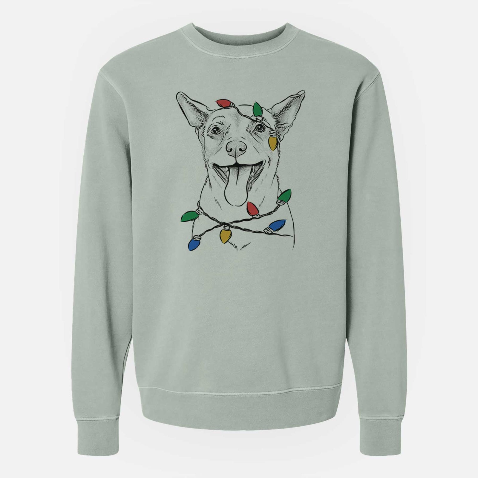 Christmas Lights Archie the Chihuahua Mix - Unisex Pigment Dyed Crew Sweatshirt