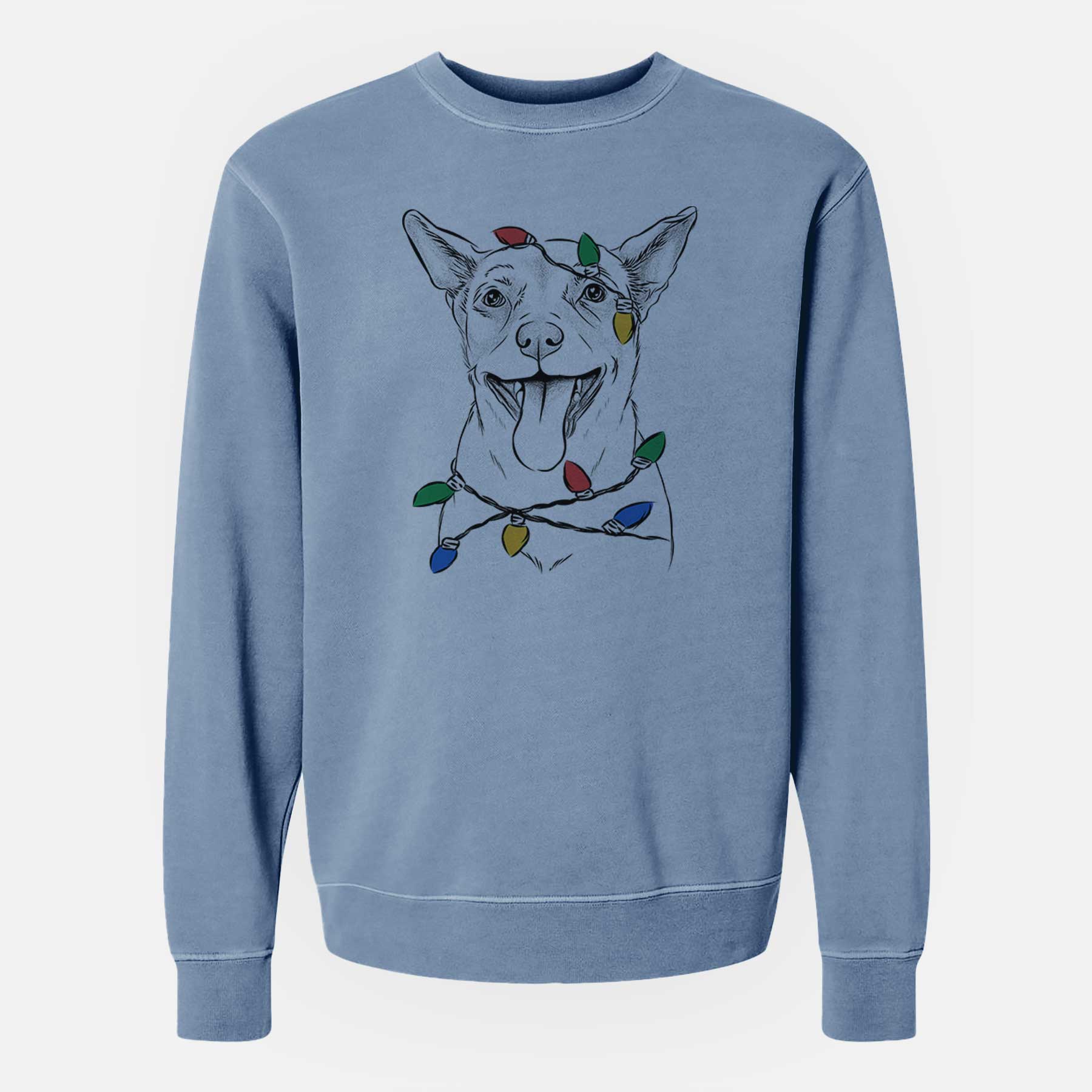 Christmas Lights Archie the Chihuahua Mix - Unisex Pigment Dyed Crew Sweatshirt