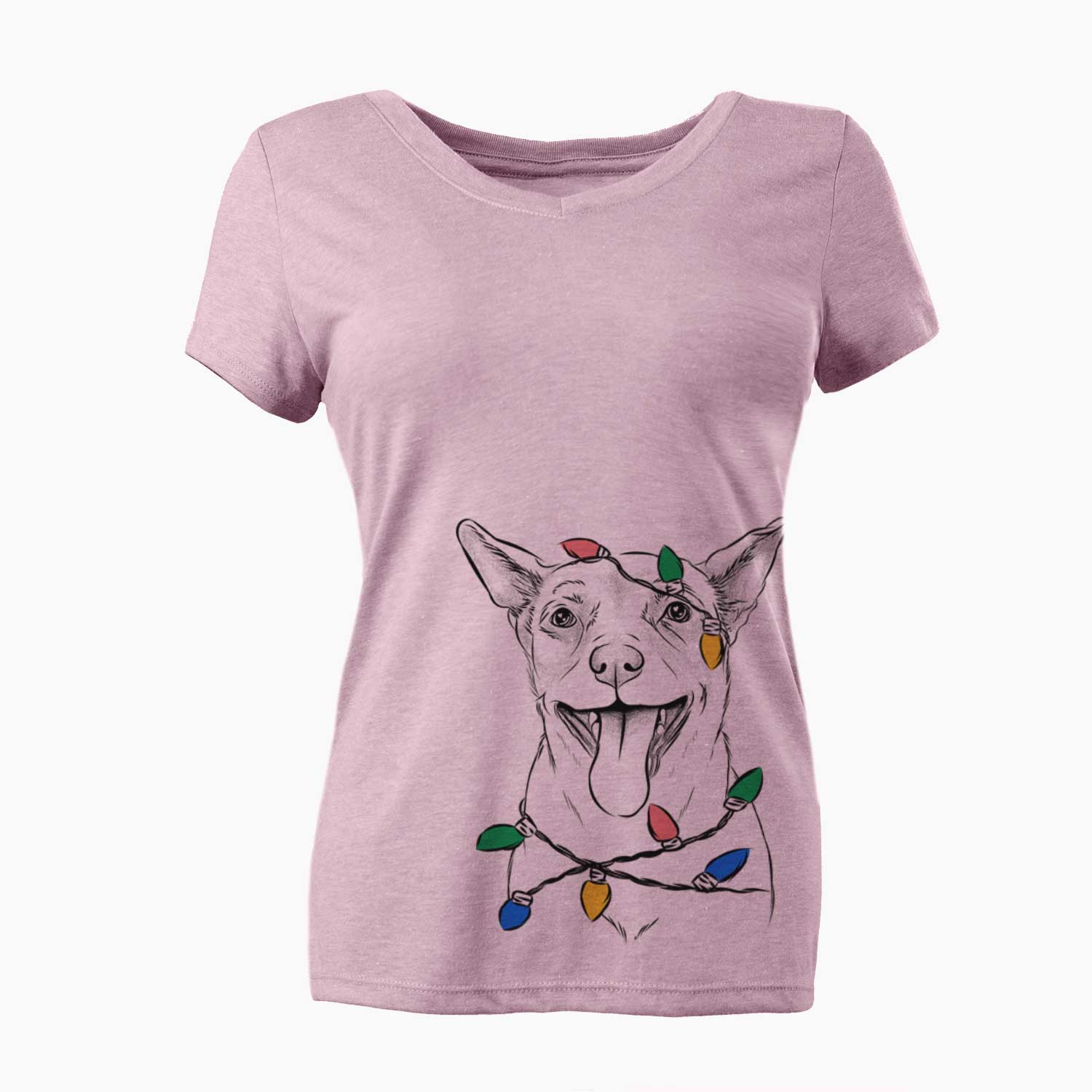 Christmas Lights Archie the Chihuahua Mix - Women's V-neck Shirt