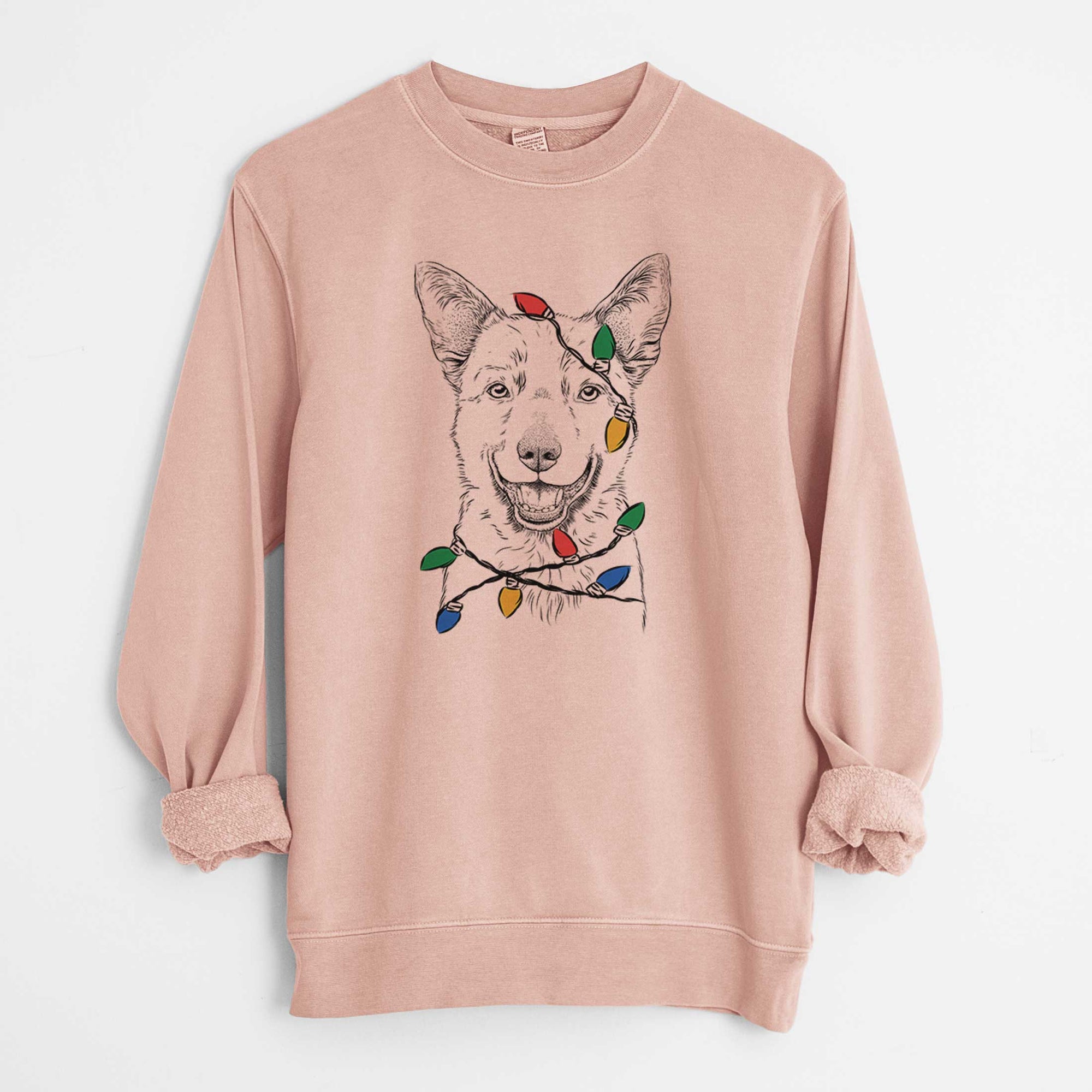 Christmas Lights Arden the Australian Kelpie - Unisex Pigment Dyed Crew Sweatshirt