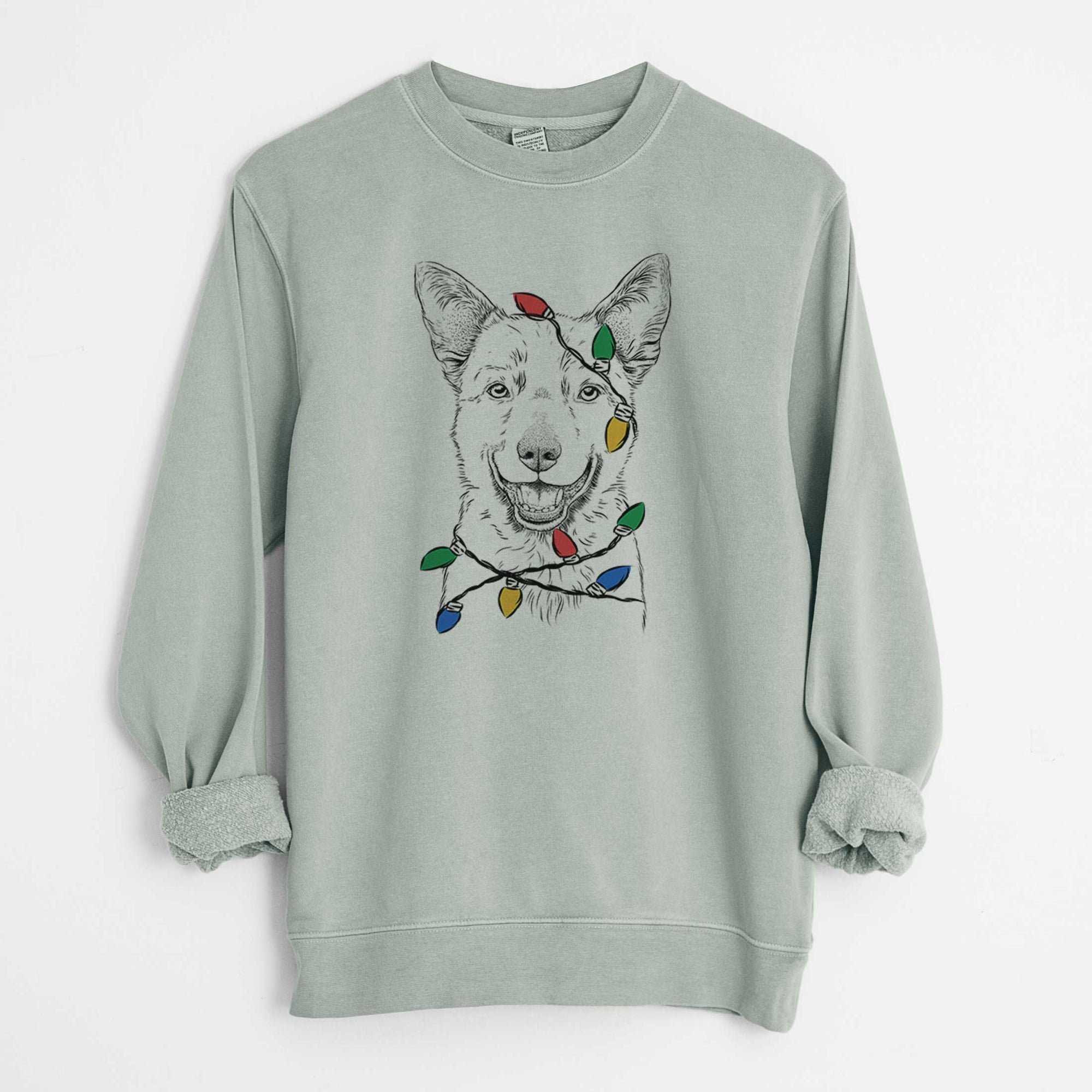 Christmas Lights Arden the Australian Kelpie - Unisex Pigment Dyed Crew Sweatshirt