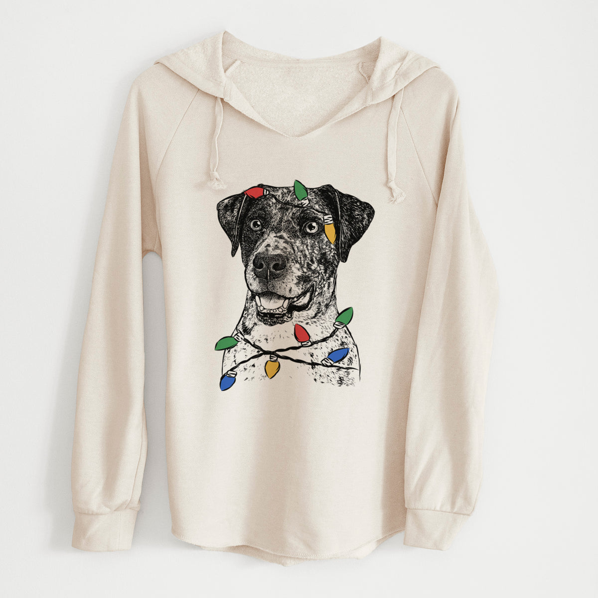 Christmas Lights Argos the Catahoula - Cali Wave Hooded Sweatshirt