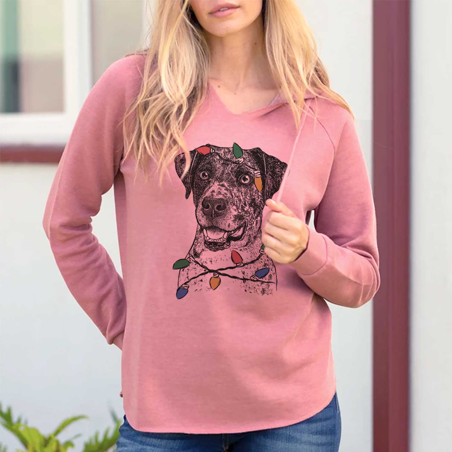 Christmas Lights Argos the Catahoula - Cali Wave Hooded Sweatshirt