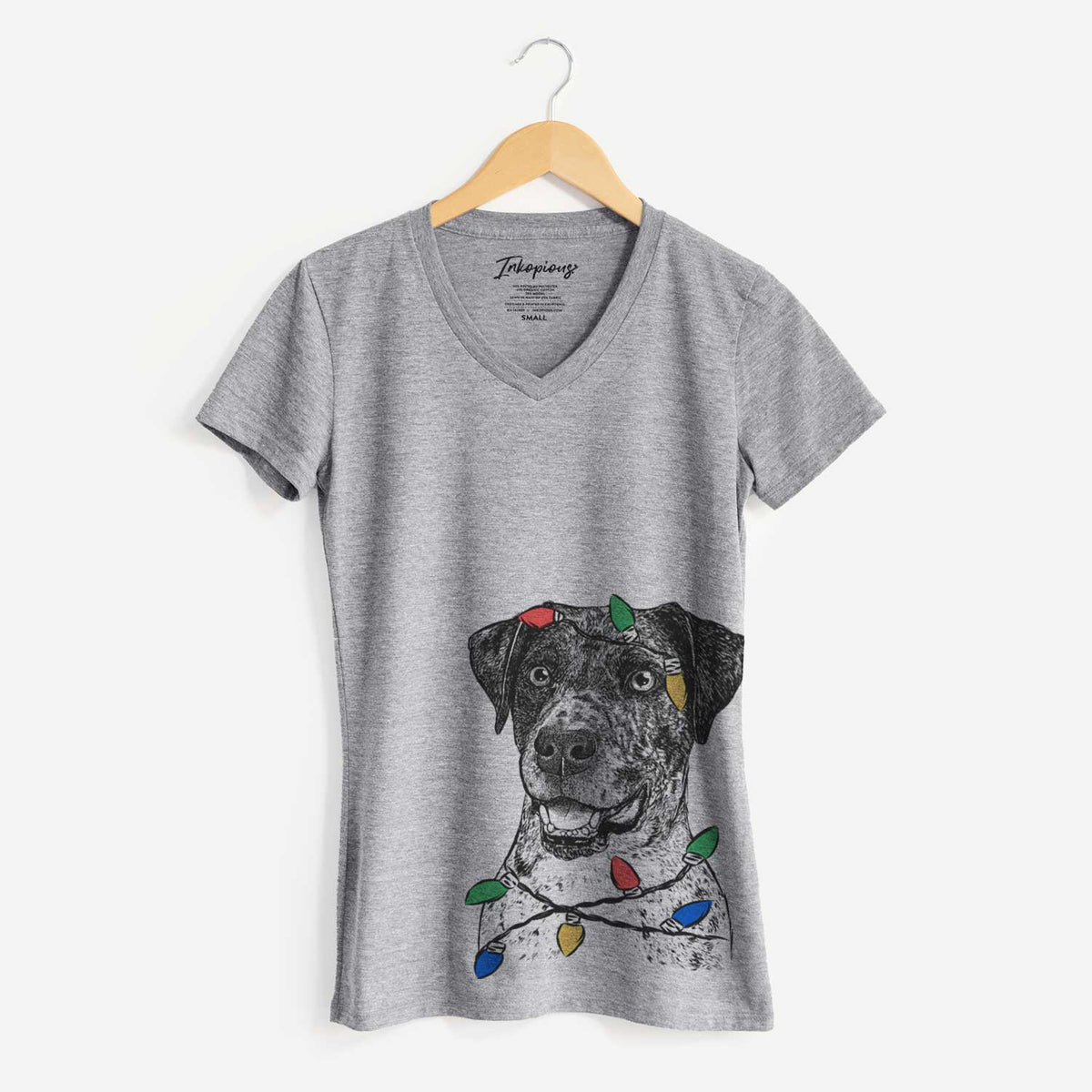 Christmas Lights Argos the Catahoula - Women's V-neck Shirt