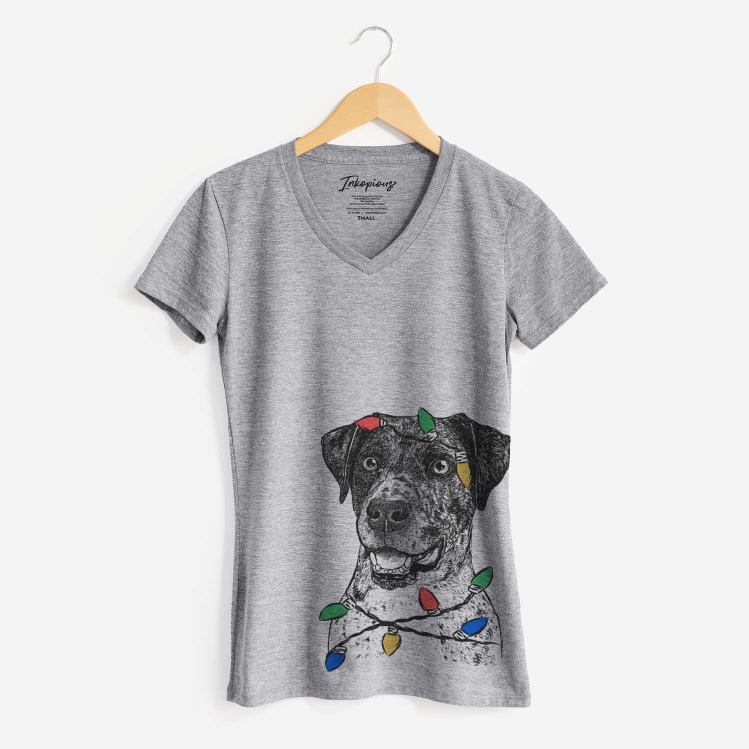 Christmas Lights Argos the Catahoula - Women's V-neck Shirt