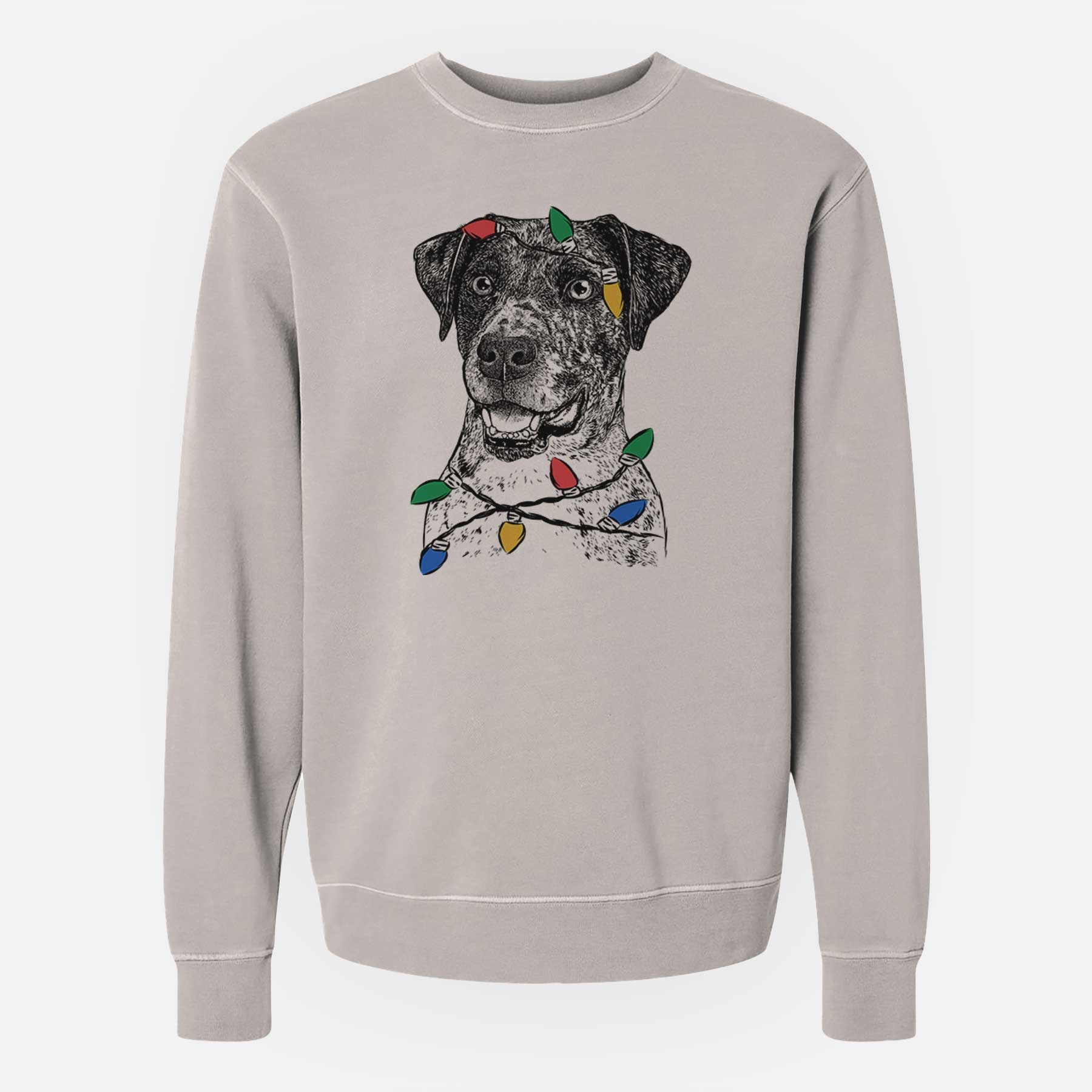 Christmas Lights Argos the Catahoula - Unisex Pigment Dyed Crew Sweatshirt