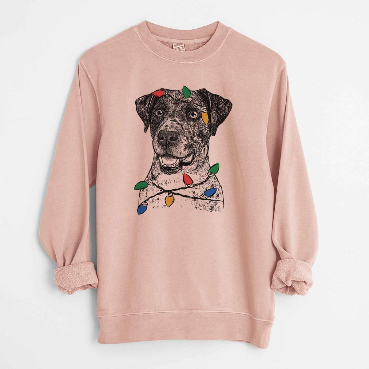 Christmas Lights Argos the Catahoula - Unisex Pigment Dyed Crew Sweatshirt