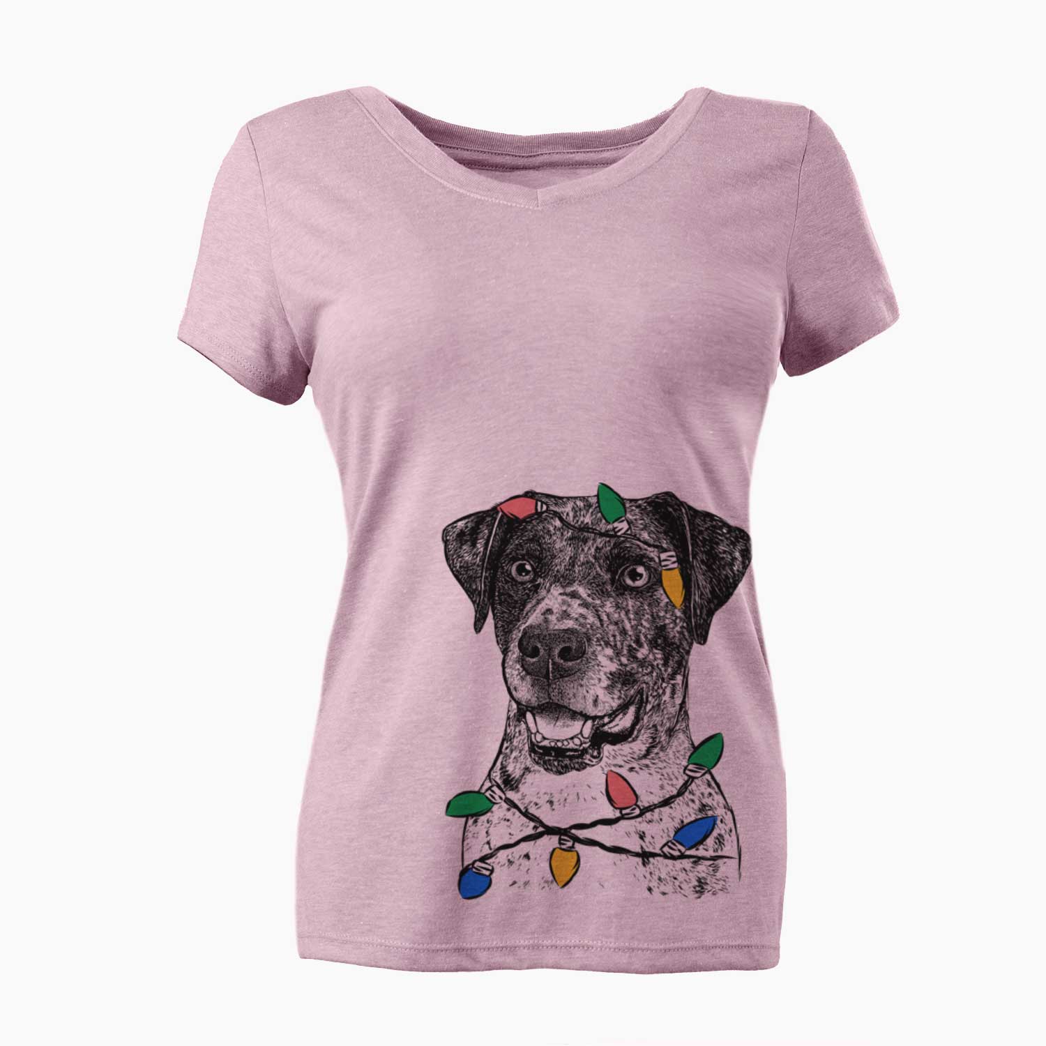 Christmas Lights Argos the Catahoula - Women's V-neck Shirt