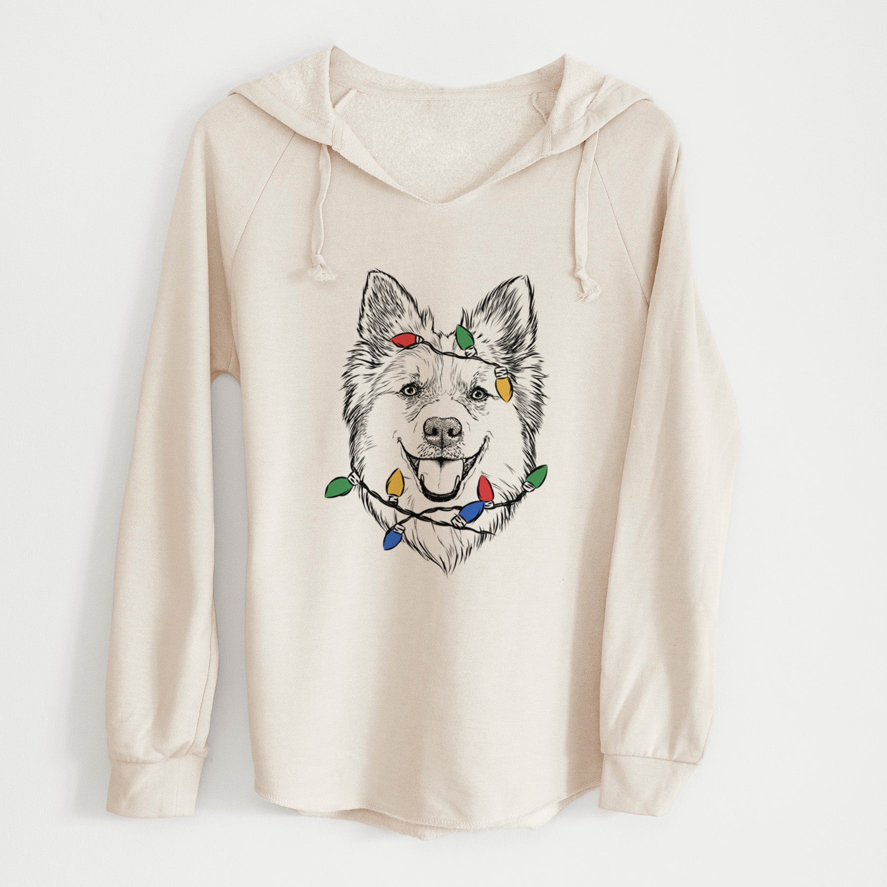 Christmas Lights Ari the Icelandic Sheepdog - Cali Wave Hooded Sweatshirt