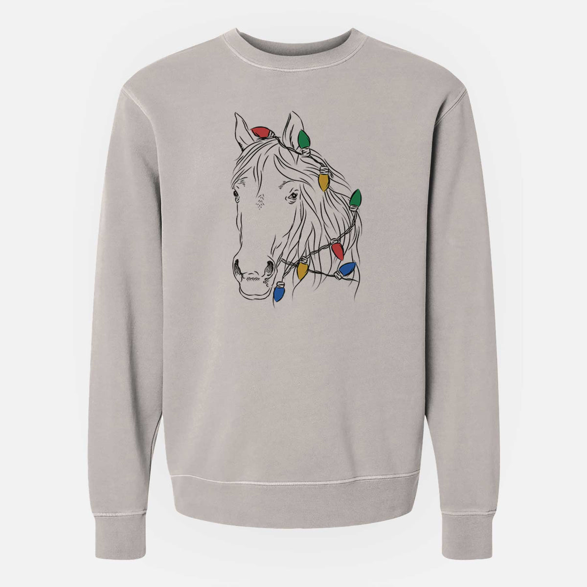 Christmas Lights Aria the Horse - Unisex Pigment Dyed Crew Sweatshirt