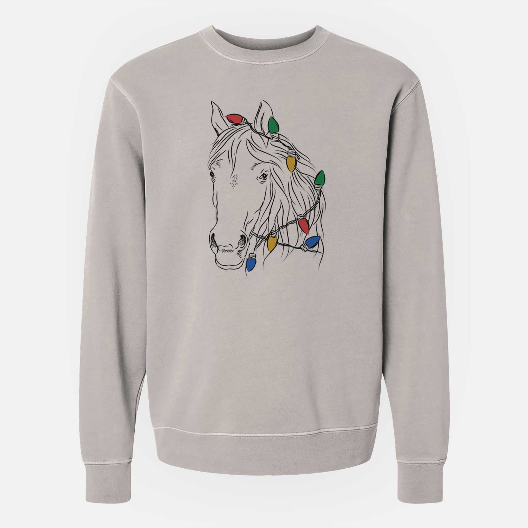 Christmas Lights Aria the Horse - Unisex Pigment Dyed Crew Sweatshirt