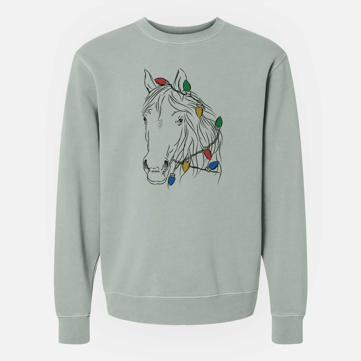 Christmas Lights Aria the Horse - Unisex Pigment Dyed Crew Sweatshirt