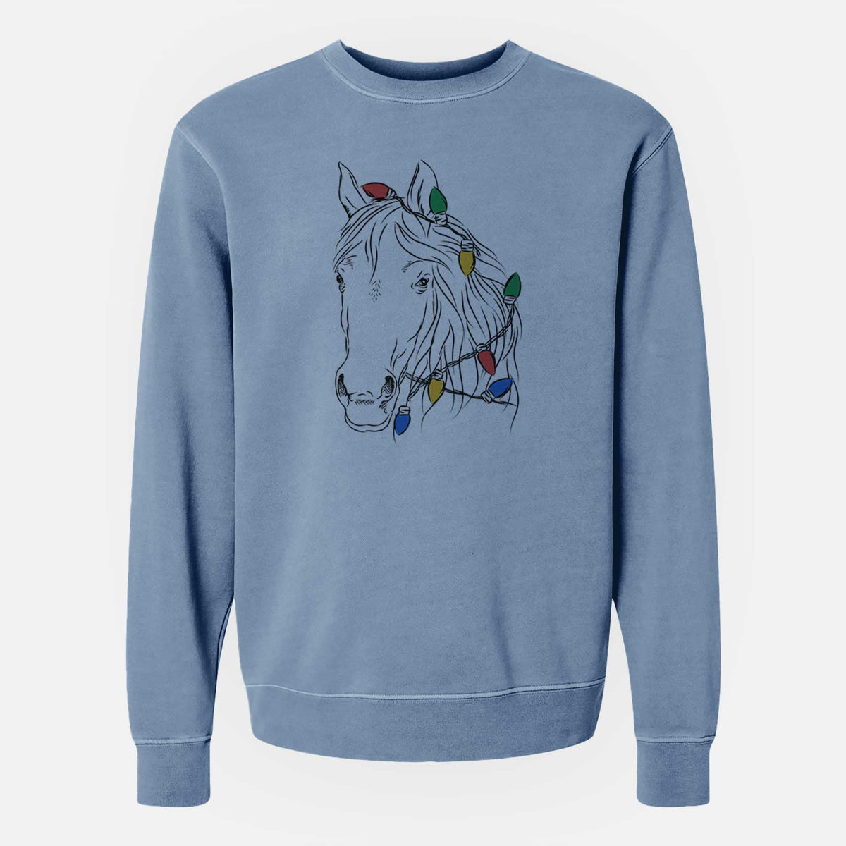 Christmas Lights Aria the Horse - Unisex Pigment Dyed Crew Sweatshirt