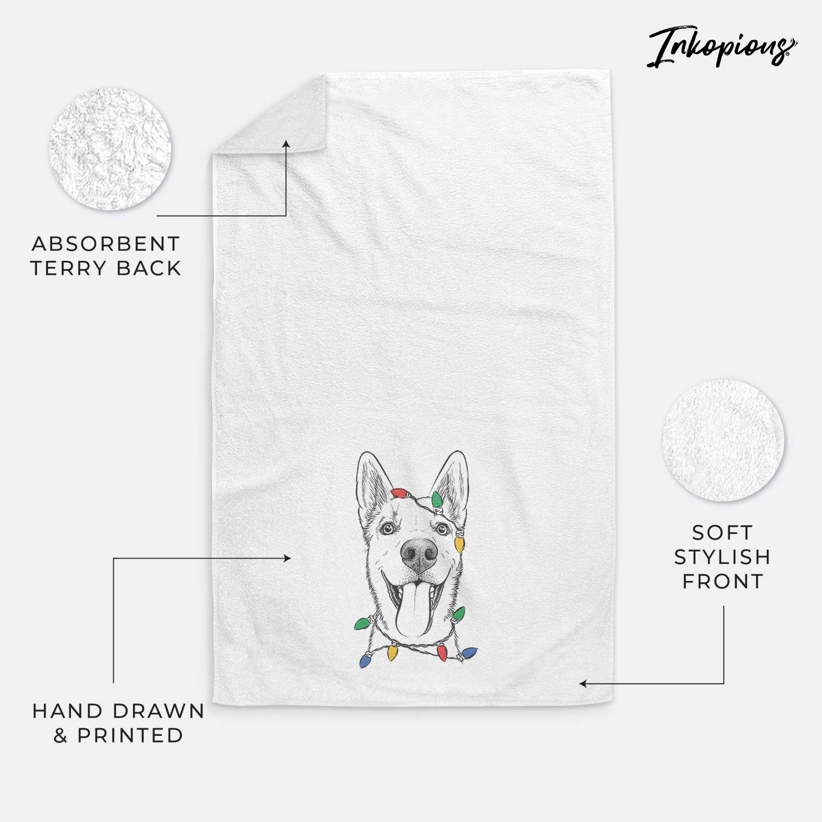 Arlo the Husky Shepherd Mix Decorative Hand Towel