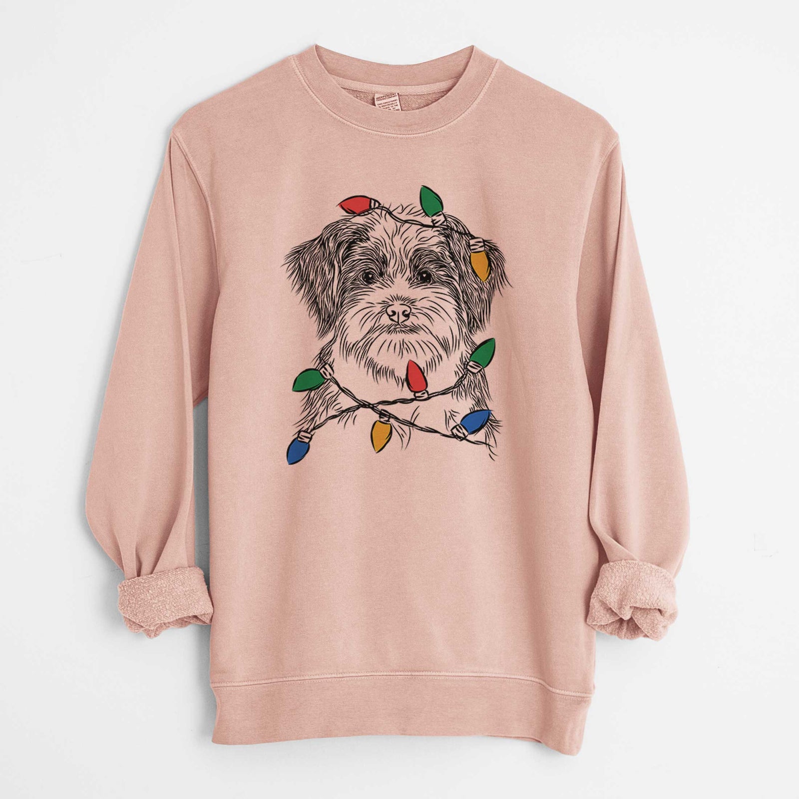 Christmas Lights Asa the Havanese - Unisex Pigment Dyed Crew Sweatshirt