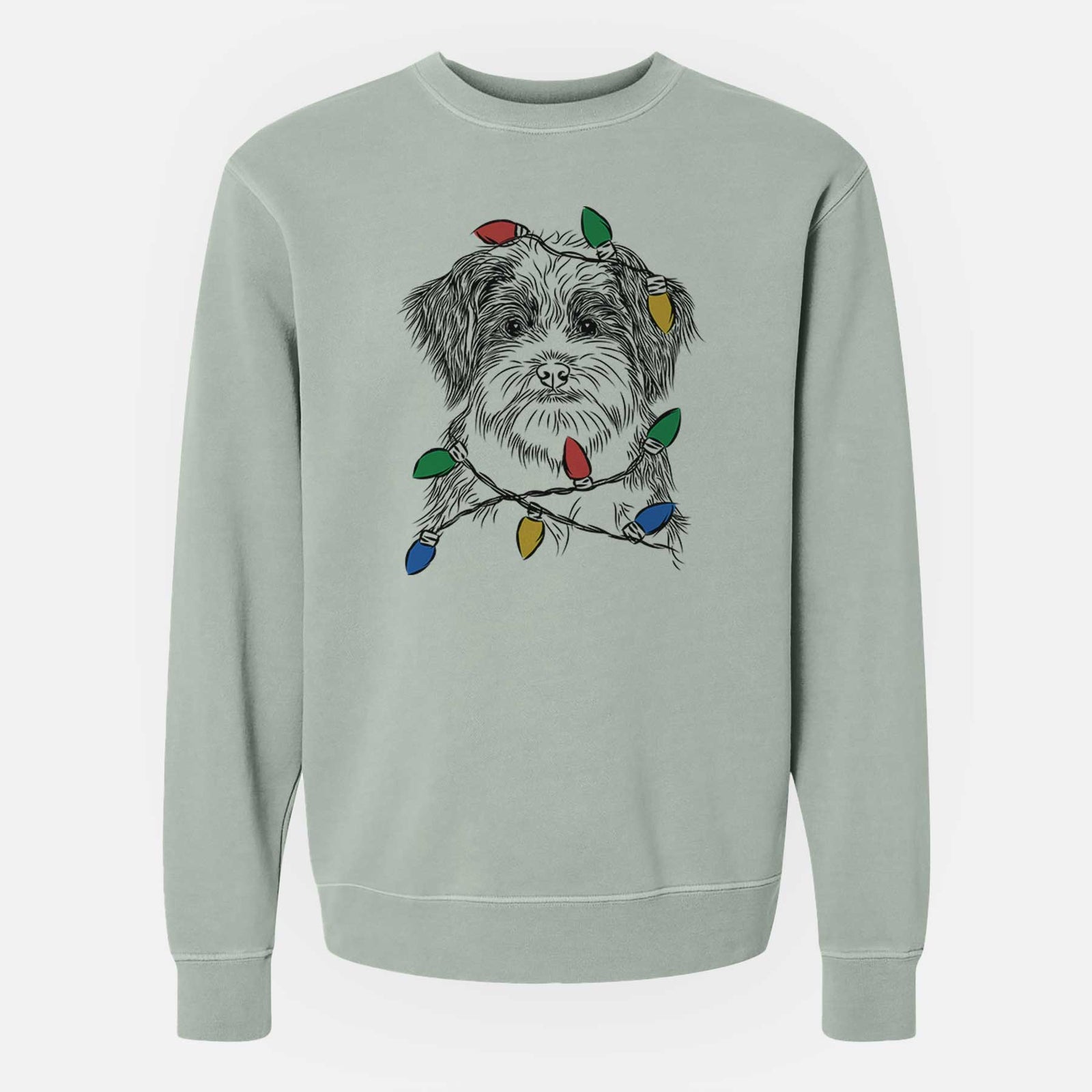 Christmas Lights Asa the Havanese - Unisex Pigment Dyed Crew Sweatshirt