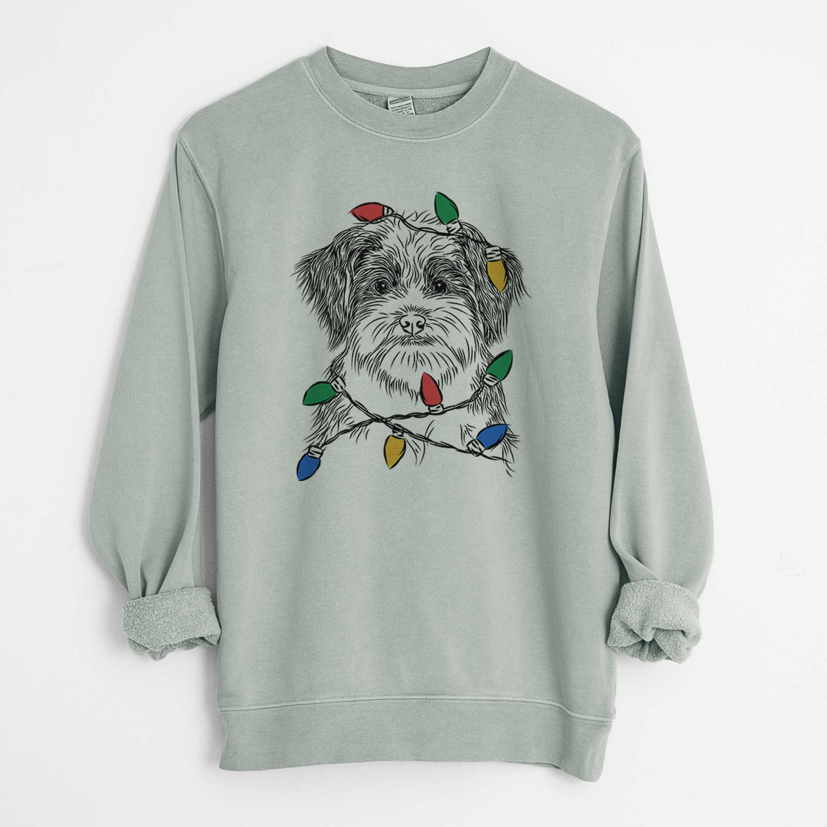 Christmas Lights Asa the Havanese - Unisex Pigment Dyed Crew Sweatshirt