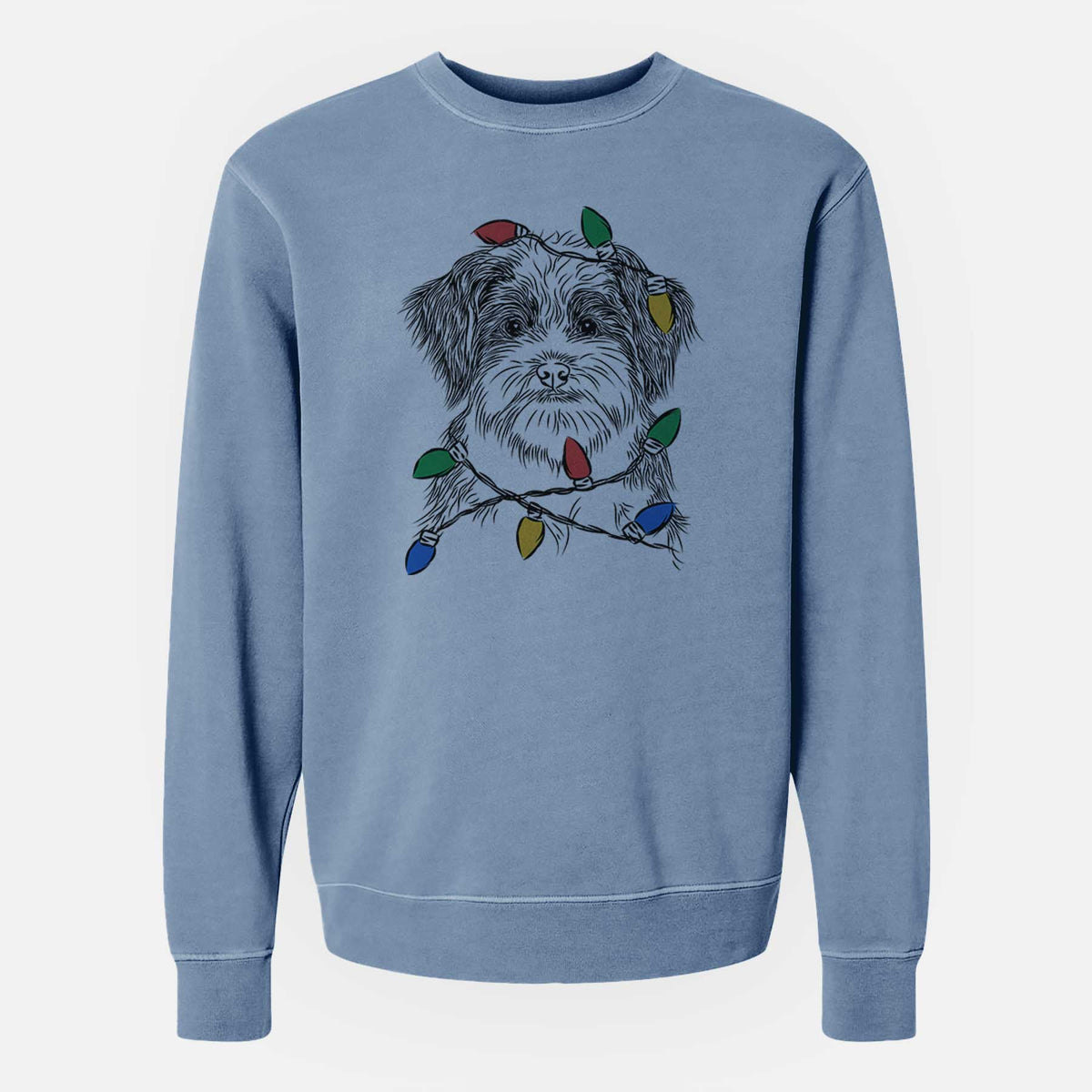 Christmas Lights Asa the Havanese - Unisex Pigment Dyed Crew Sweatshirt