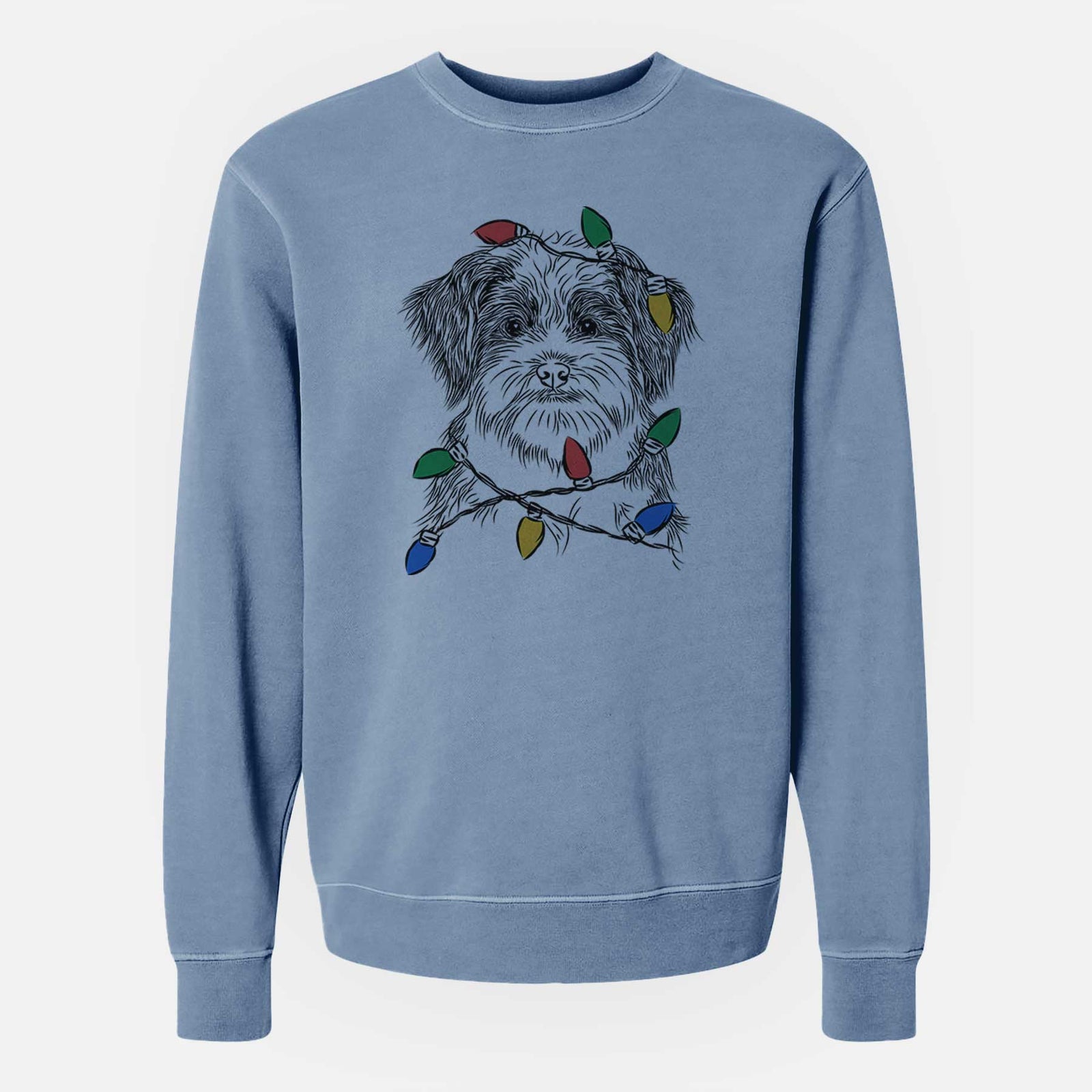 Christmas Lights Asa the Havanese - Unisex Pigment Dyed Crew Sweatshirt