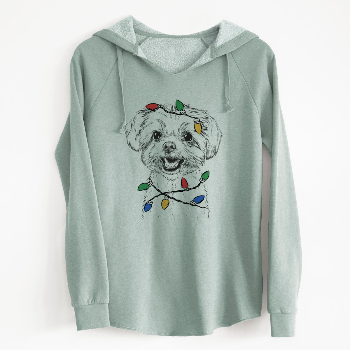 Christmas Lights Aspen the Morkie - Cali Wave Hooded Sweatshirt