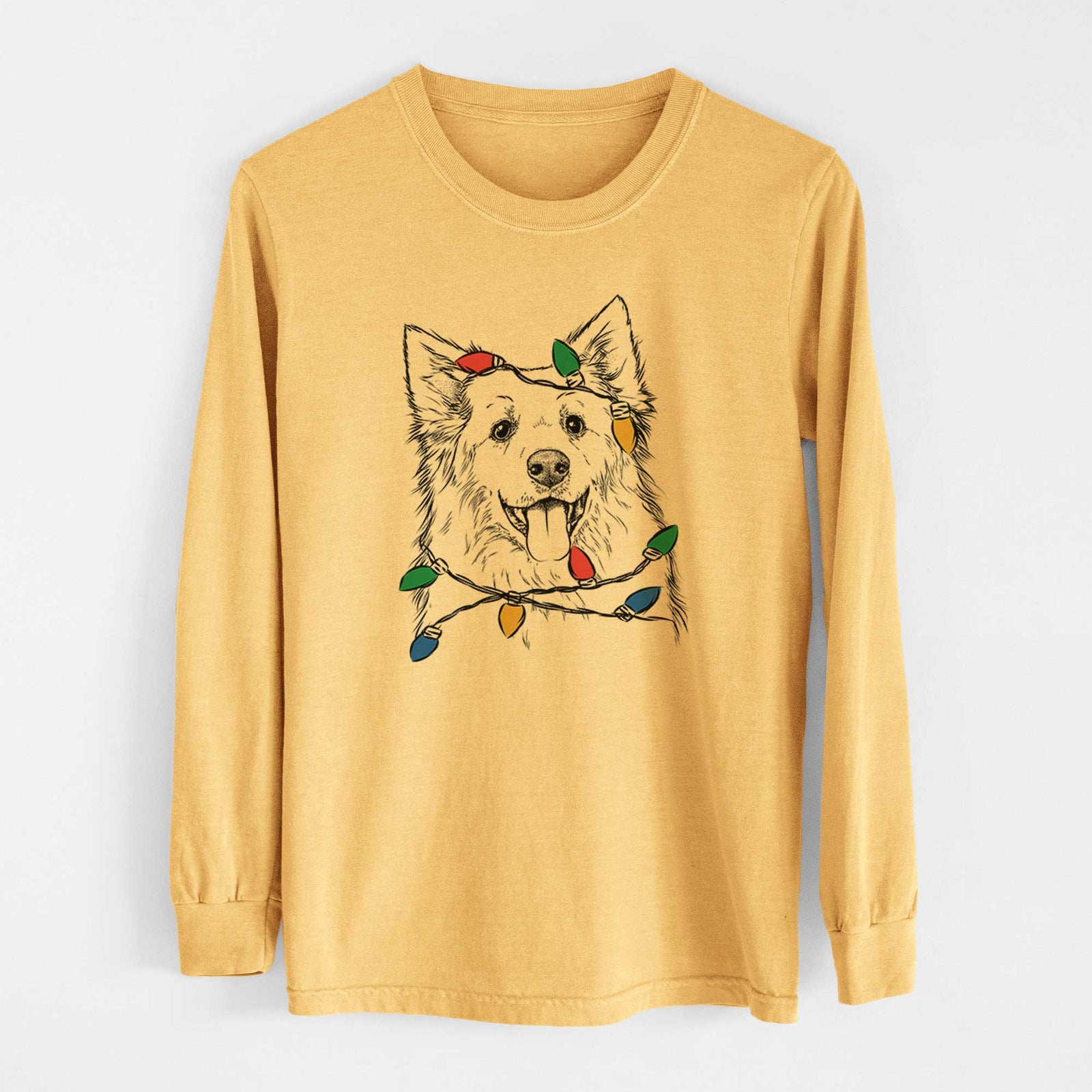 Christmas Lights Aspenita the Mixed Breed - Heavyweight 100% Cotton Long Sleeve