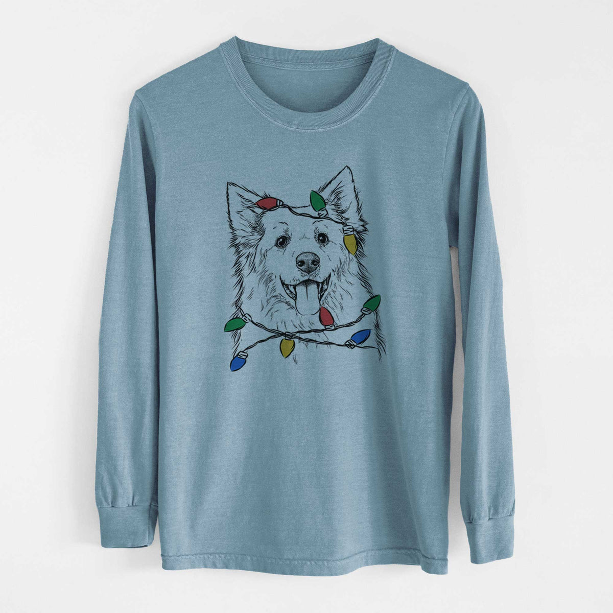 Christmas Lights Aspenita the Mixed Breed - Heavyweight 100% Cotton Long Sleeve
