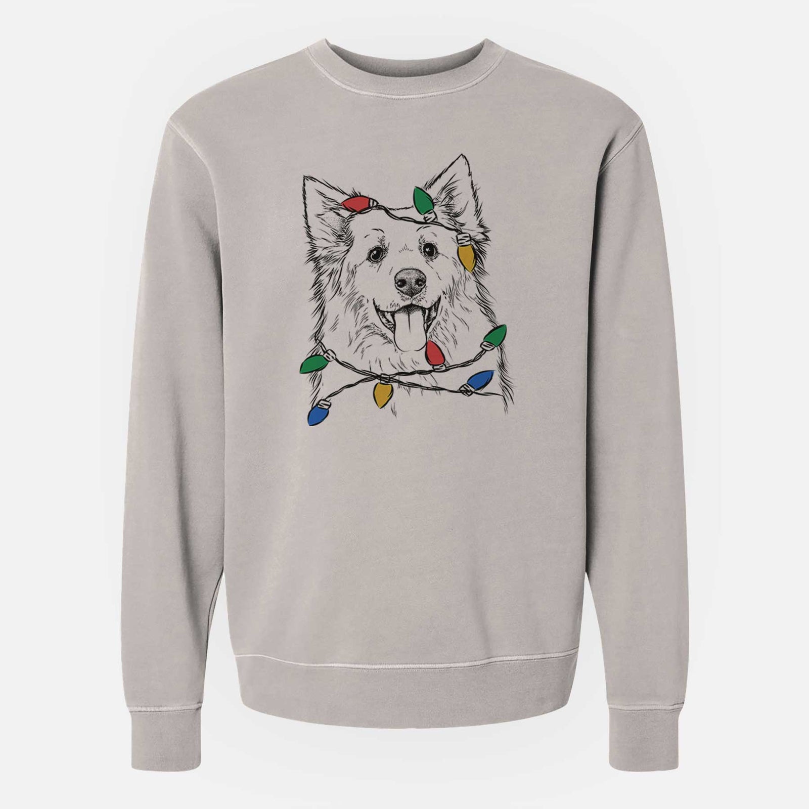 Christmas Lights Aspenita the Mixed Breed - Unisex Pigment Dyed Crew Sweatshirt